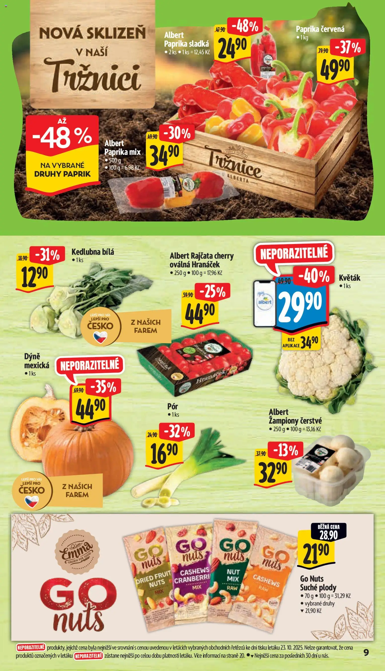 Albert leták - Supermarket od 29.10.2025 | Strana: 15 | Produkty: Žampiony, Rajčata, Paprika, Dýně