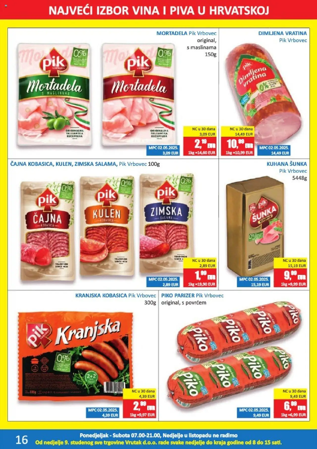 Vrutak katalog | vrijedi od 13.10.2025 | Stranica: 16 | Proizvodi: Salama, Kranjska kobasica, Kobasica, Parizer