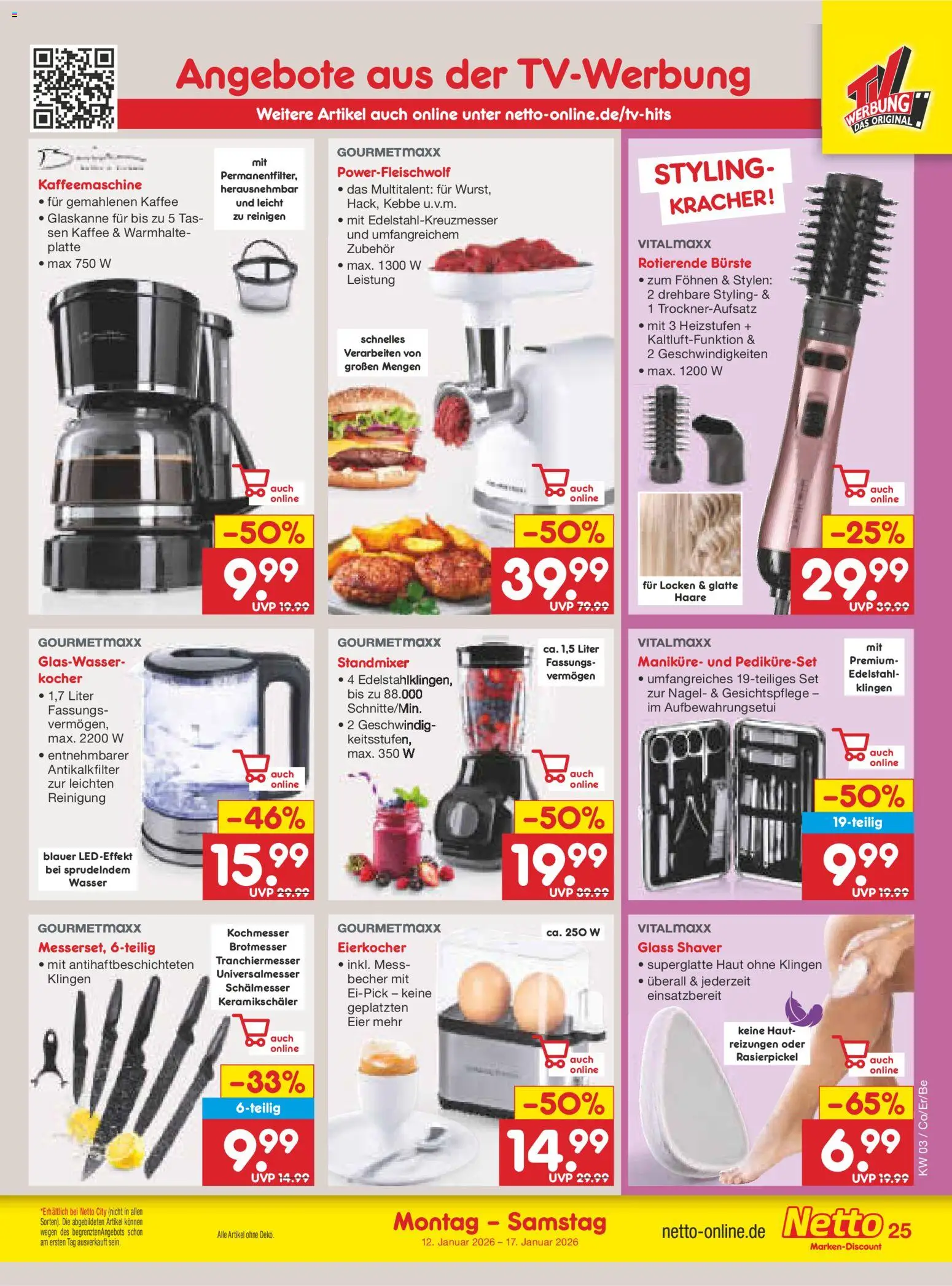 Netto Marken-Discount Prospekt 	 – gültig ab 12.01.2026 | Seite: 27 | Produkte: Kaffeemaschine, Kocher, Wasser, Eierkocher