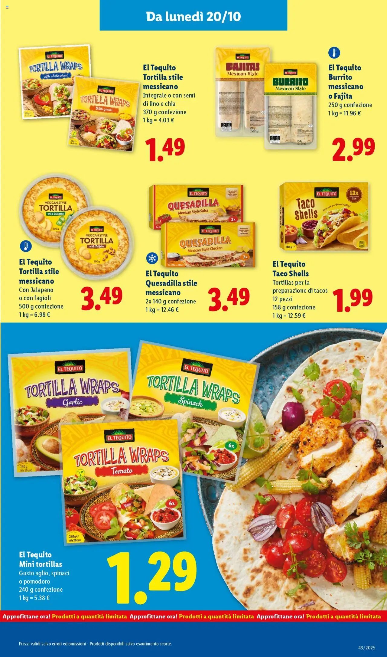 Volantino Lidl del 20.10.2025 | Pagina: 23 | Prodotti: Fagioli, Salsa, Spinaci, Tortillas