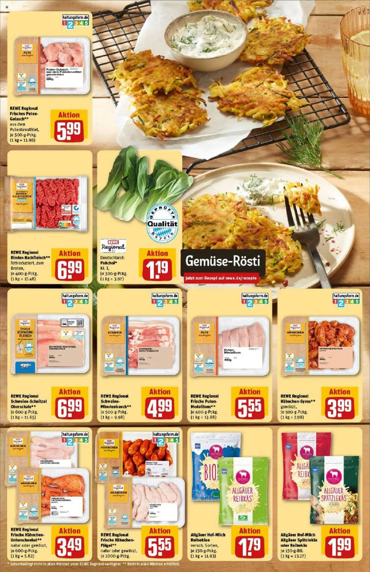 Rewe prospekt Dachau	 - gültig ab dem 13.07.2025 | Seite: 4 | Produkte: Pute, Gulasch, Reibekase, Hackfleisch