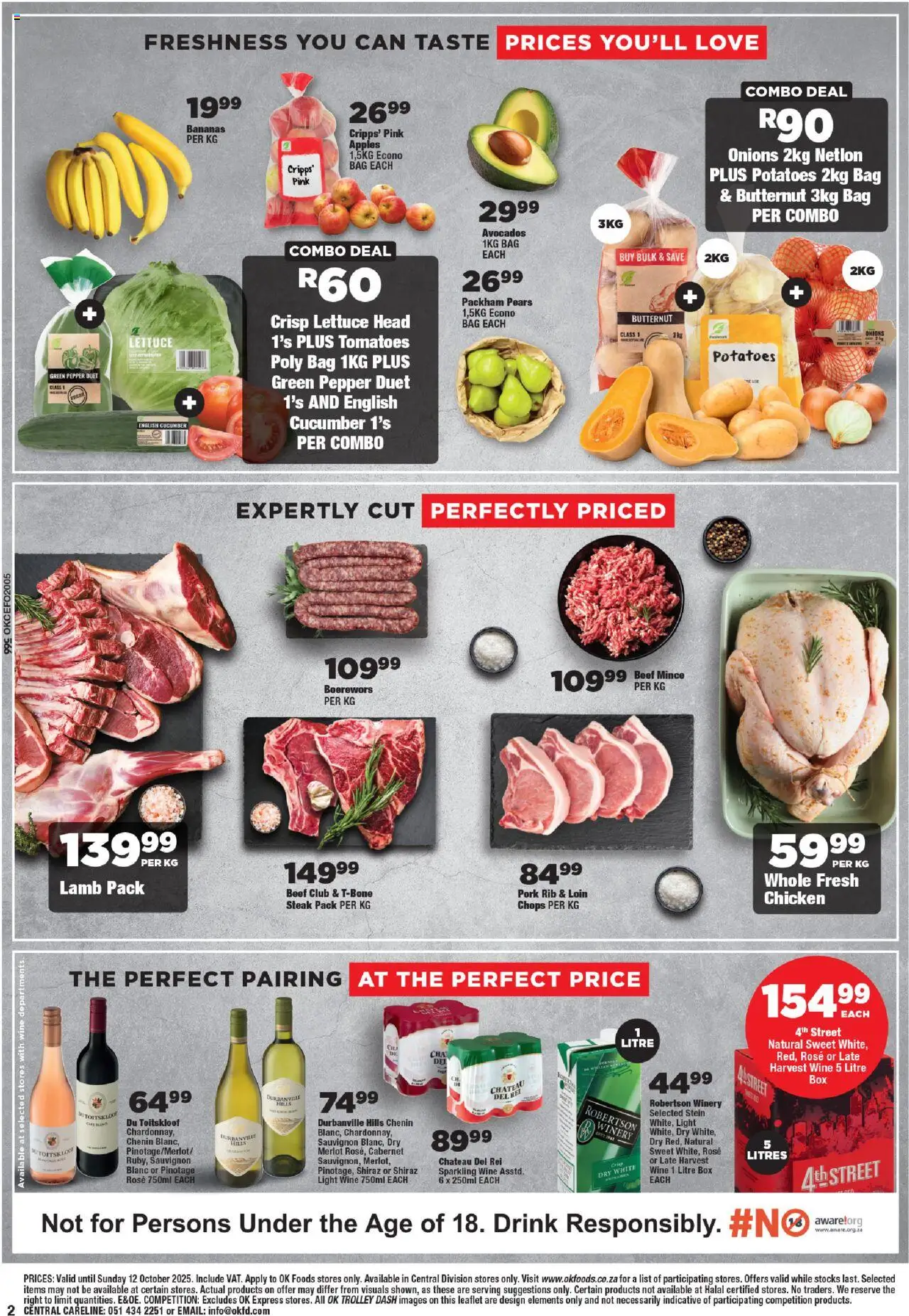New OK Foods catalogue – valid from 24.09.2025 | Page: 2 | Products: Boerewors, Apples, Tomatoes, Avocados