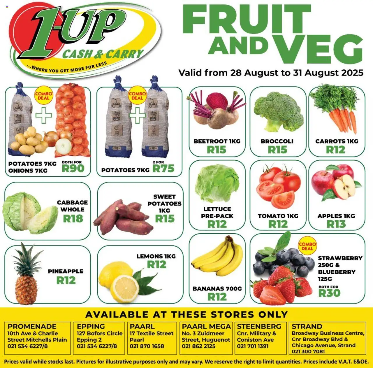 1UP Cash & Carry Fruit & Veg Specials │ valid from 28.08.2025 | Page: 1 | Products: Apples, Carrots, Potatoes, Lettuce
