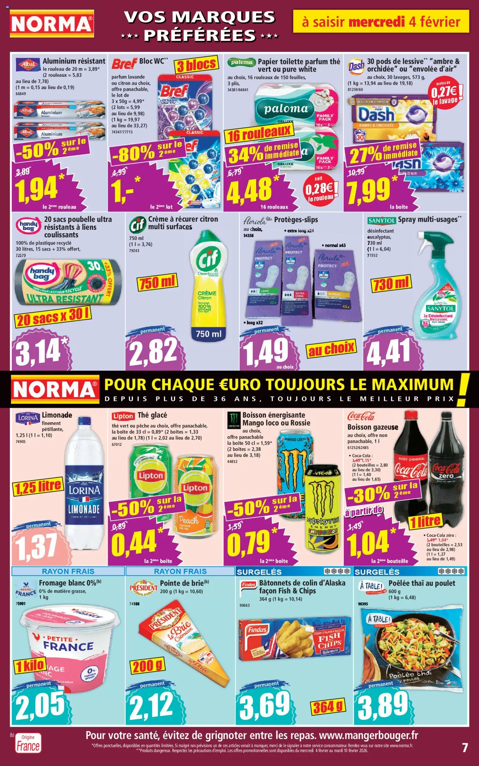 {H1} | Page: 7 | Produits: Papier toilette, Table, Fromage blanc, Chips