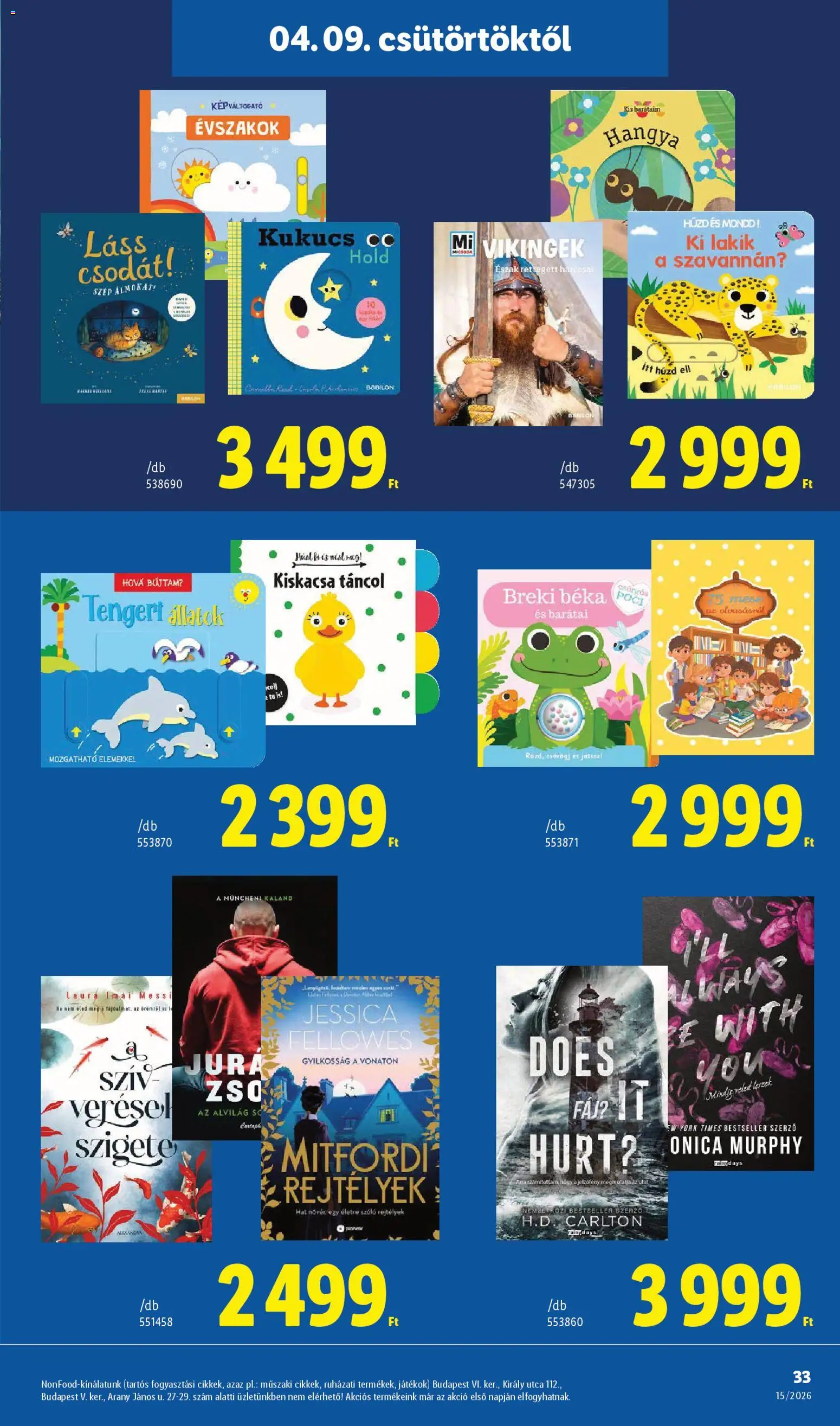 Lidl akciós ujság - amely érvényes a következő dátumtól: 09.04.2026 | Oldal: 33 | Termékek: Szőlő, Játékok, Só