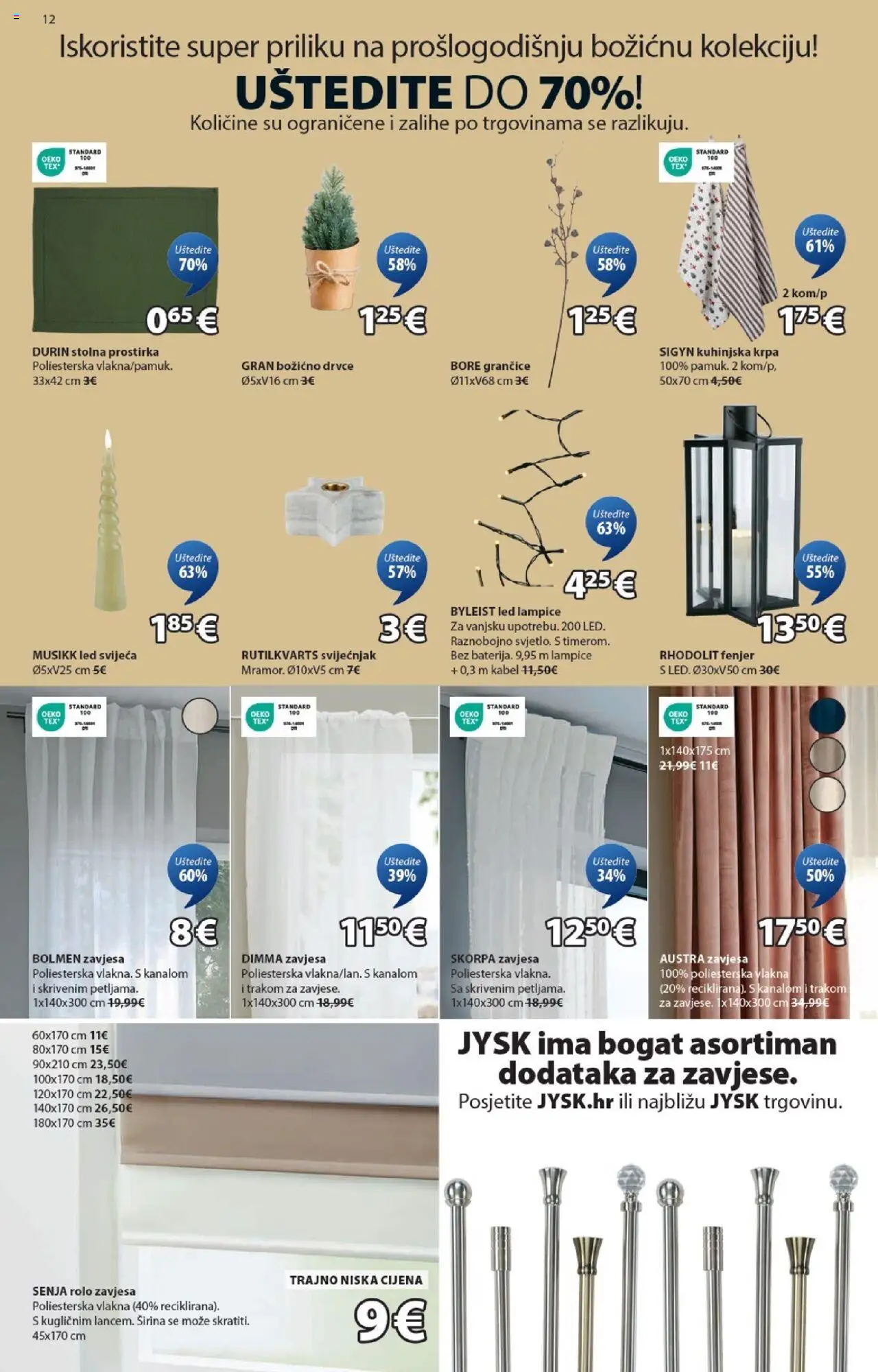JYSK katalog | vrijedi od 01.10.2025 | Stranica: 12 | Proizvodi: Zavjesa, Fenjer, Kabel, Stolna prostirka