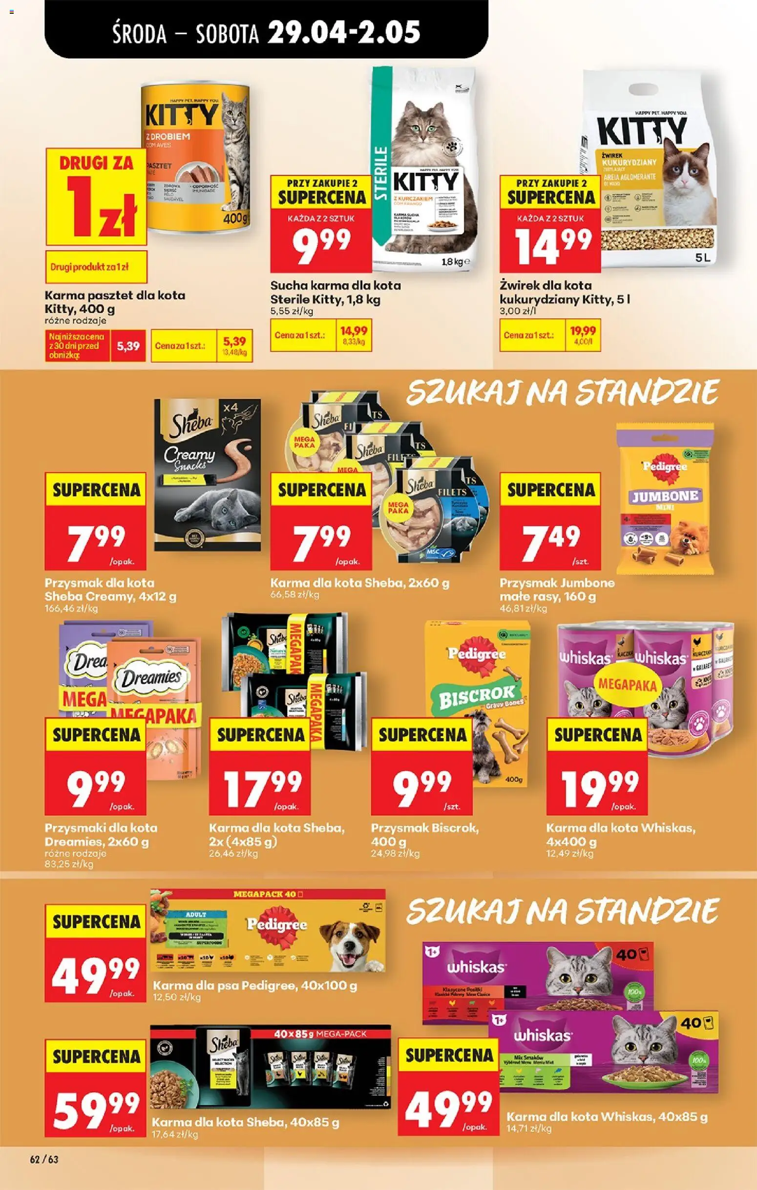 Biedronka gazetka od środy od 29.04.2026 | Strona: 95 | Produkty: Żwirek dla kota, Przysmaki dla kota, Pedigree, Karma dla psa
