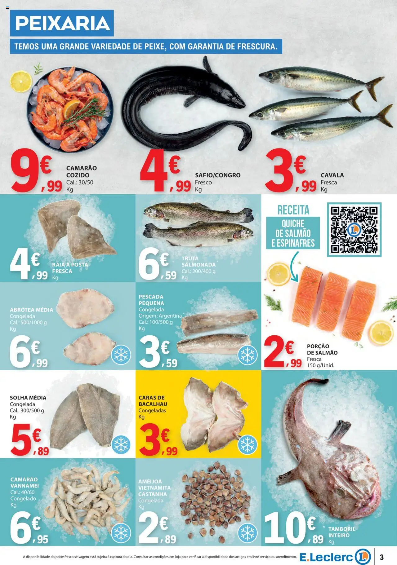 E.Leclerc folheto │ válido de 11.09.2025 | Página: 3 | Produtos: Bacalhau, Pescada, Tamboril, Peixe