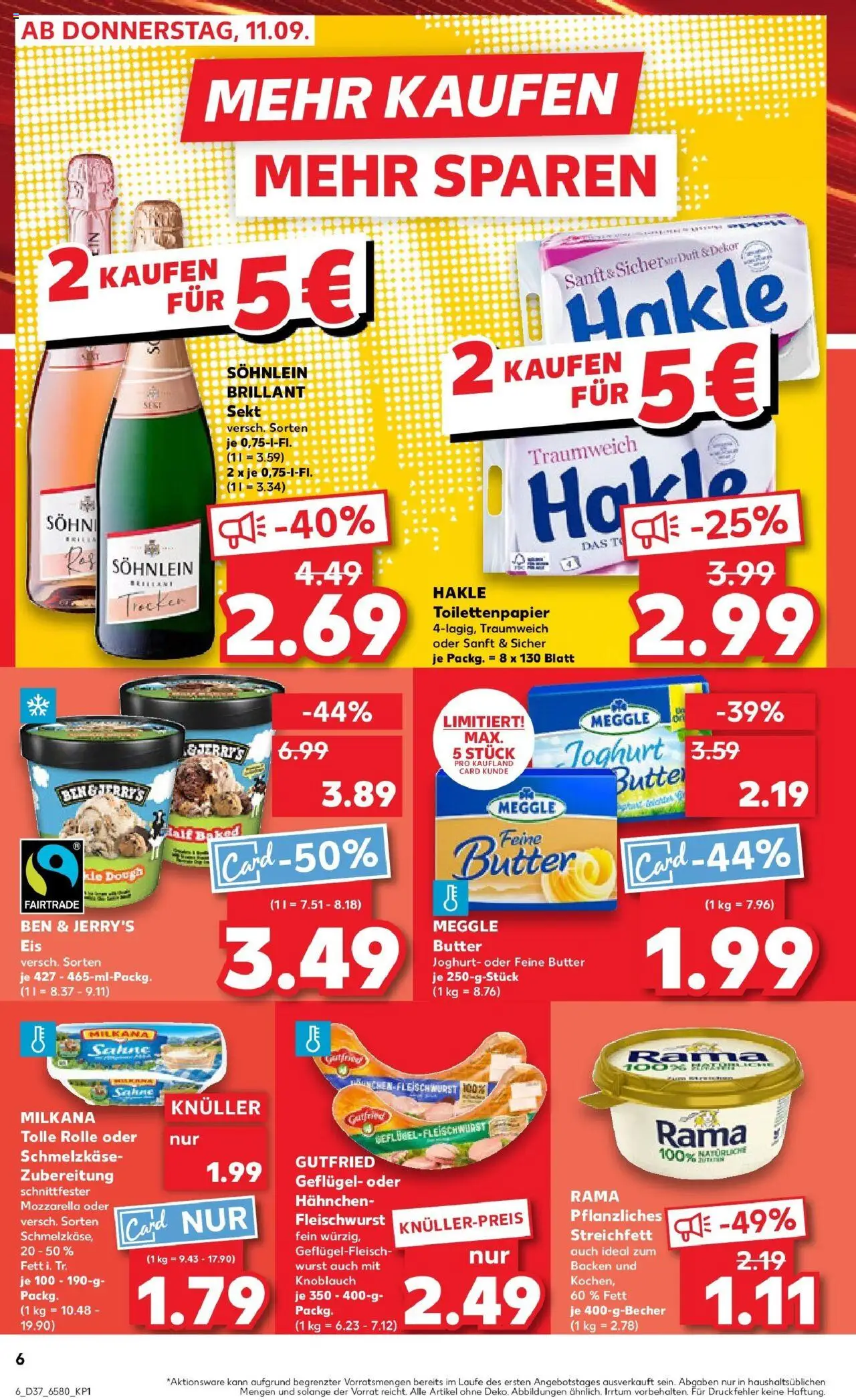 Kaufland prospekt Bremerhaven	 – gültig ab 11.09.2025 | Seite: 6 | Produkte: Hahnchen, Mozzarella, Ben & Jerry's, Knoblauch