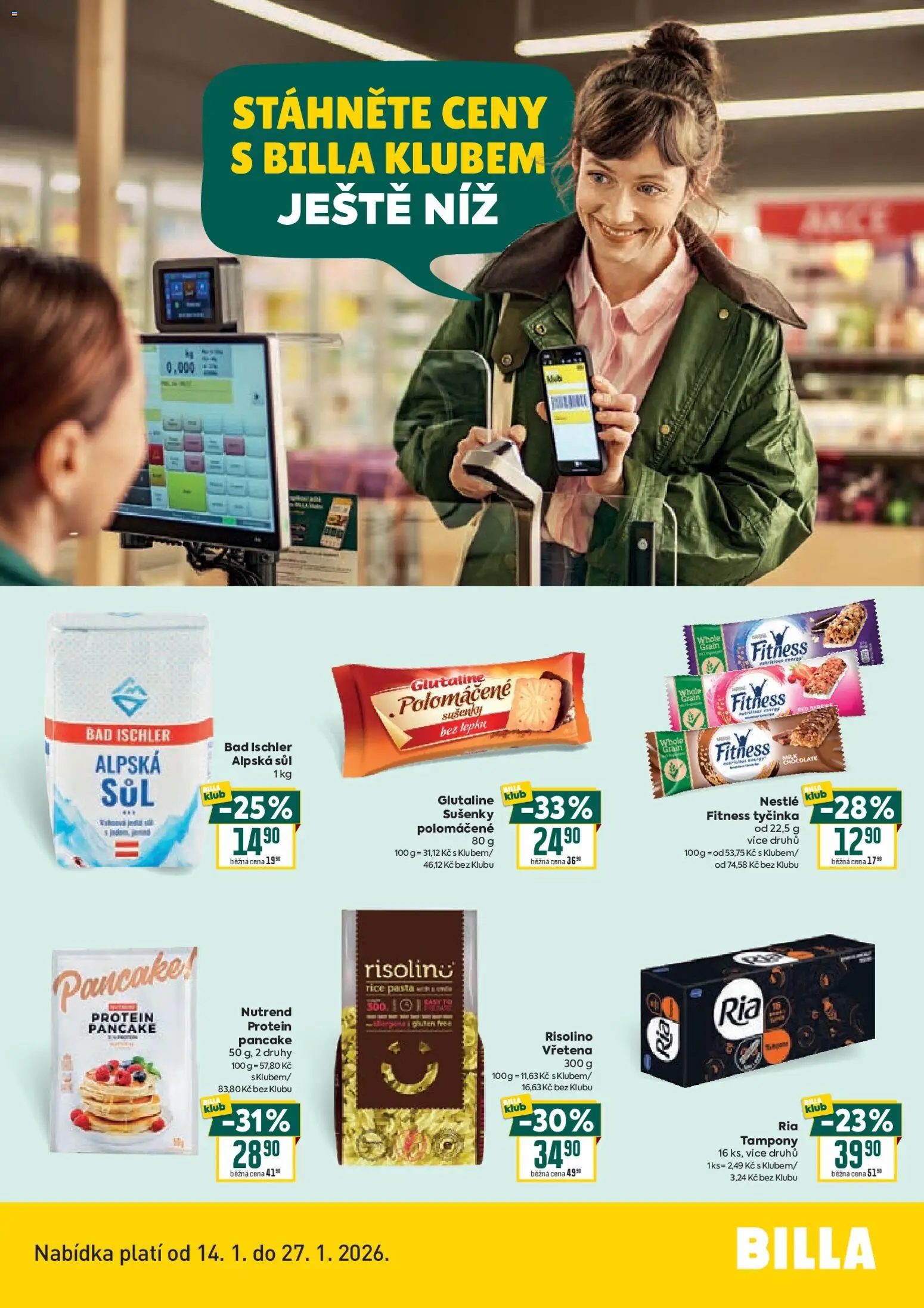 Billa leták - Bonus club od 14.01.2026 | Strana: 2 | Produkty: Protein, Tampony, Sušenky