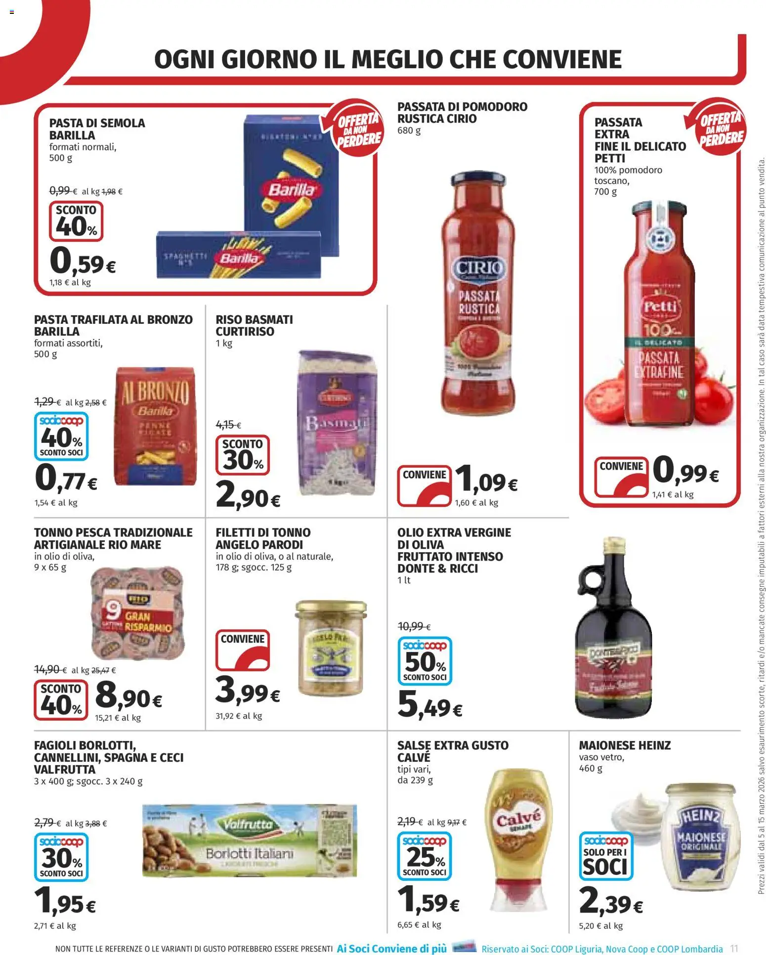Volantino COOP del 05.03.2026 | Pagina: 11 | Prodotti: Riso Basmati, Olio, Pesca, Vaso
