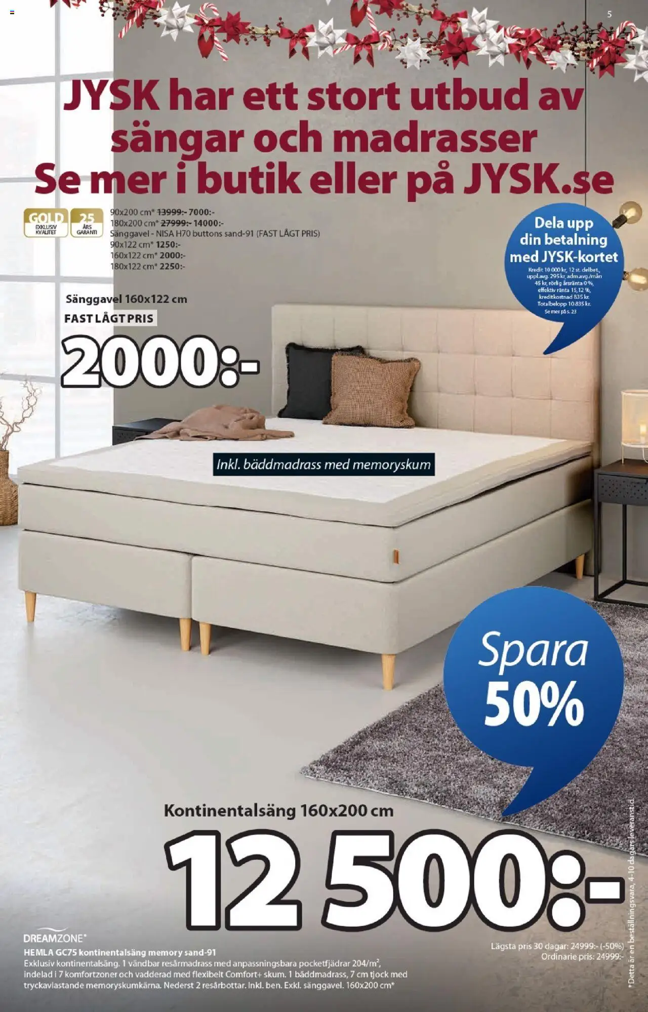 JYSK reklamblad aktuell från 20.10.2025 | Sida: 5 | Produkter: Bäddmadrass, Resårmadrass, Sänggavel