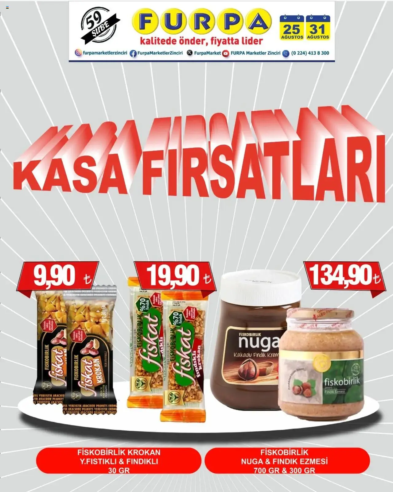 Furpa Kasa Fırsatları - 25.08.2025 tarihinden itibaren geçerlidir | Sayfa: 1 | Ürünler: Krem, Fındık, Kasa