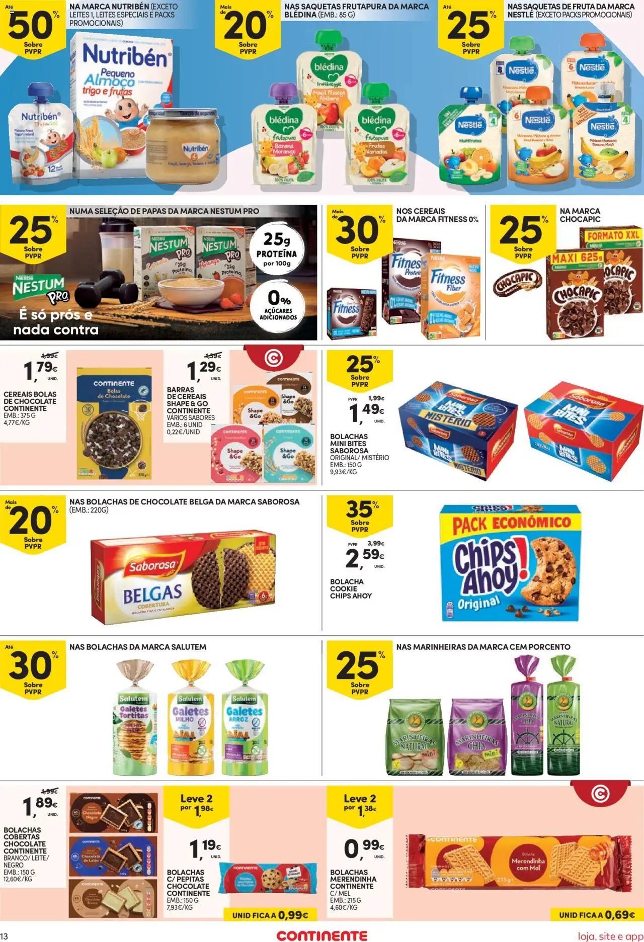 Continente Semanal Continente Bom Dia │ válido de 19.08.2025 | Página: 13 | Produtos: Nestlé, Abóbora, Mel, Milho