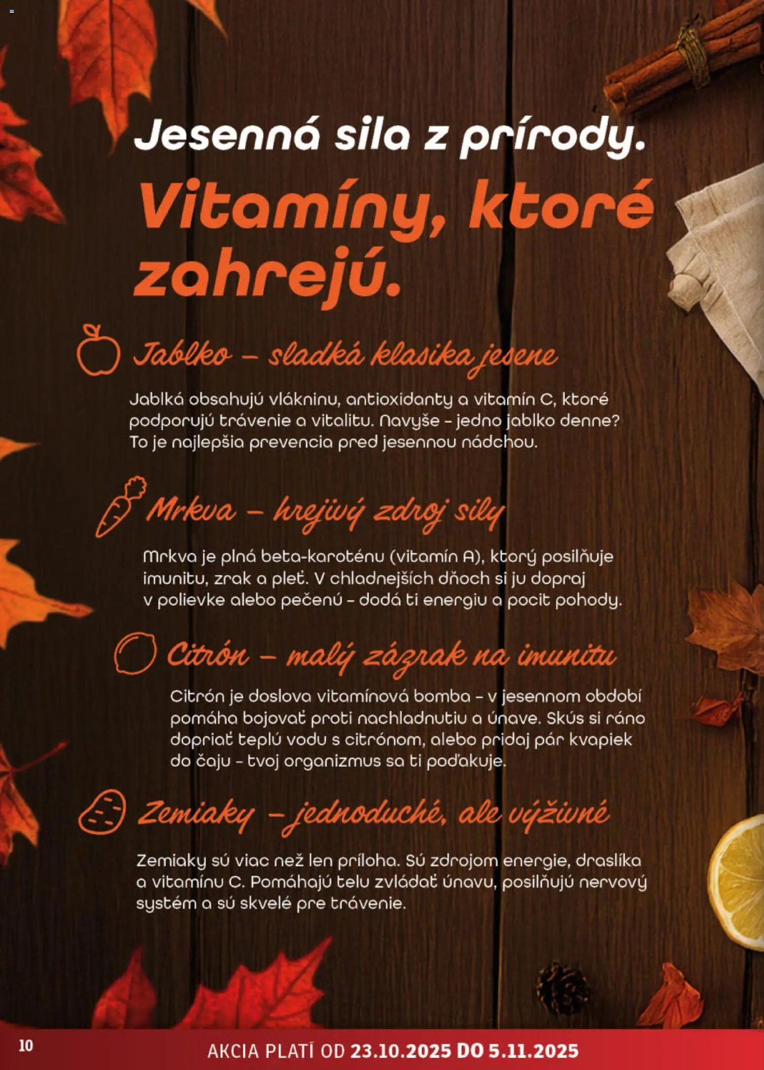 Nové Fresh akcie – leták je platný od 23.10.2025 | Strana: 10 | Produkty: Jablká, Mrkva, Zemiaky
