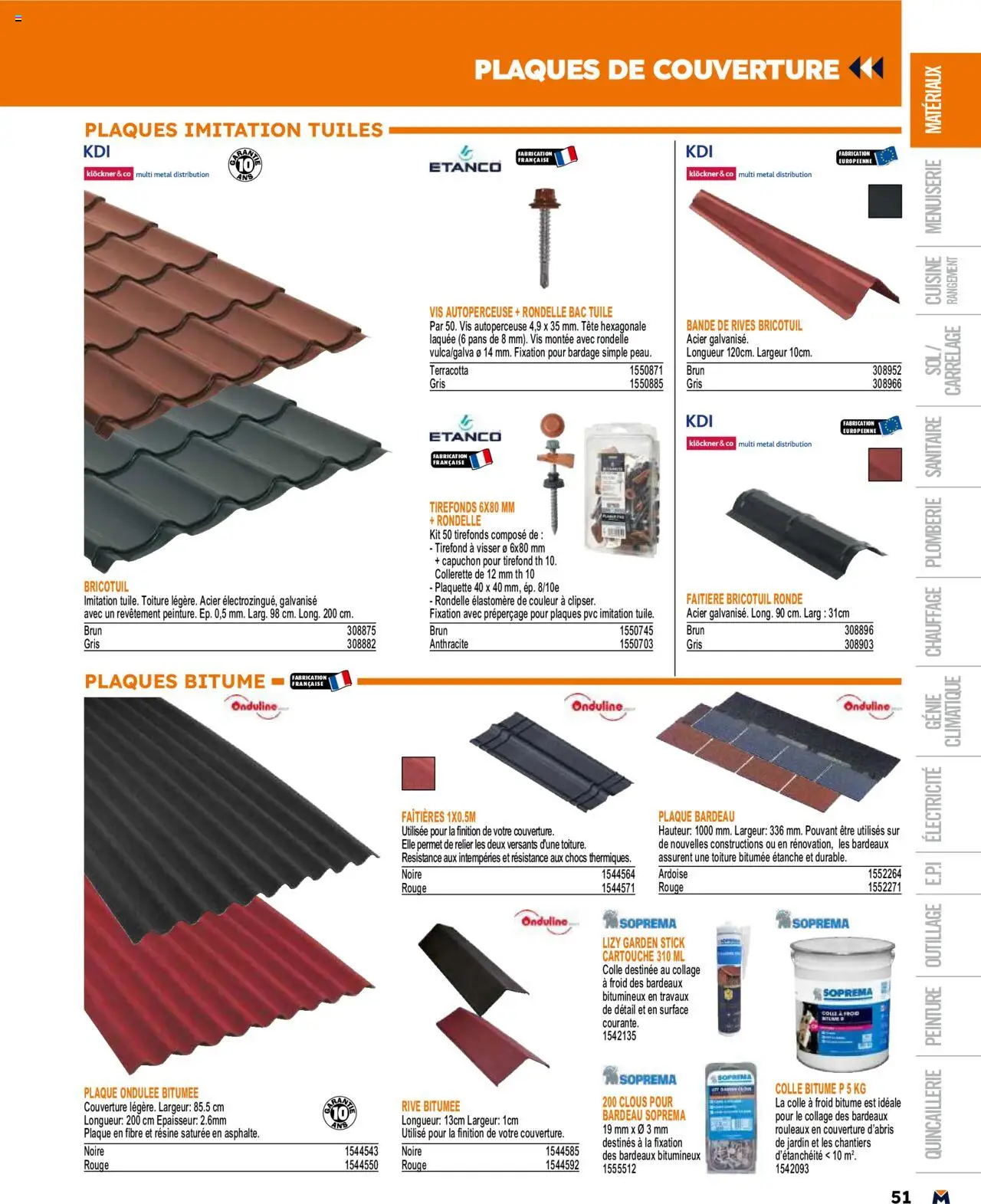  | Page: 51 | Produits: Tuile, Couverture, Colle, Cartouche