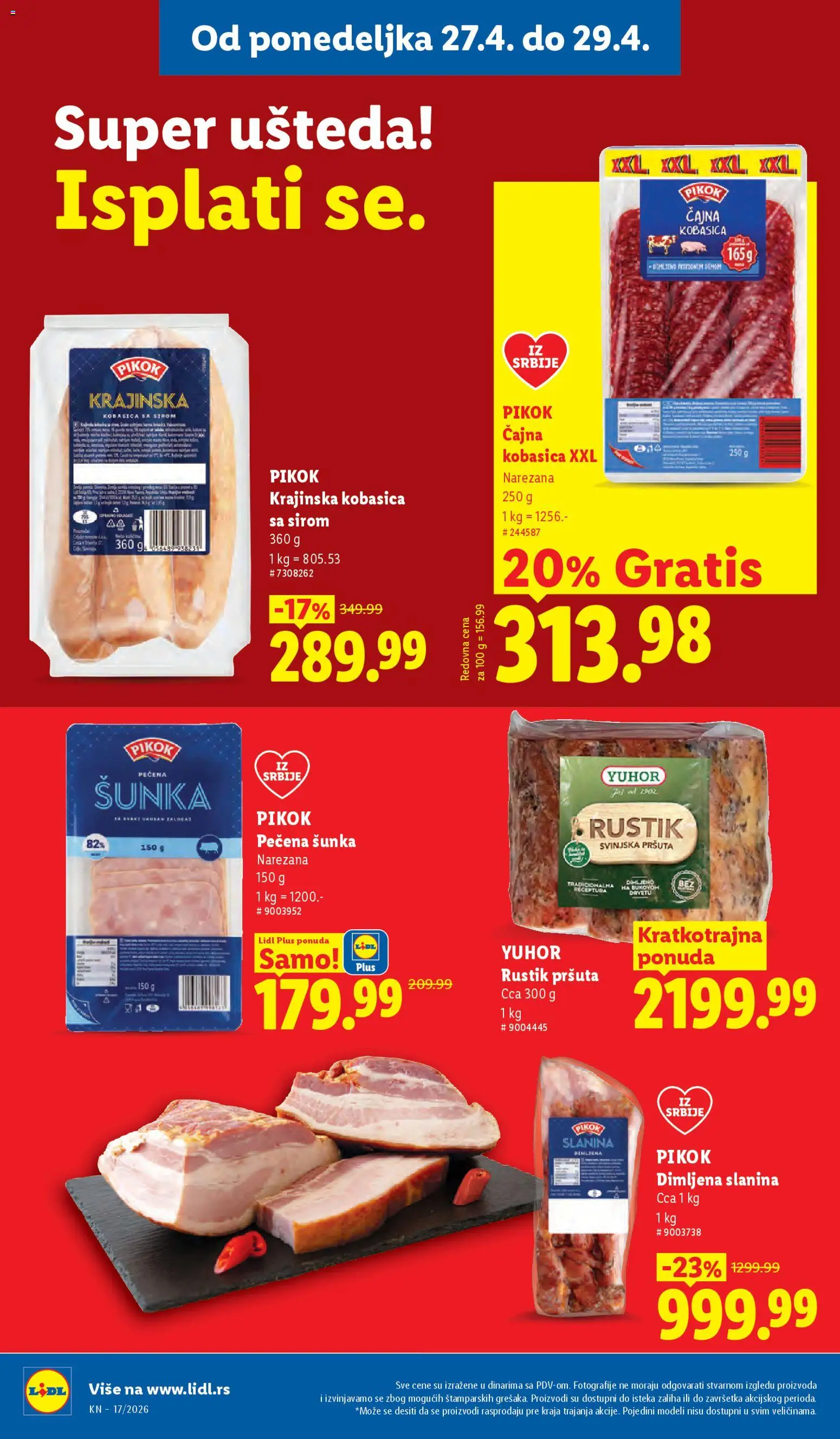 Lidl katalog - važi od 23.04.2026 | Strana: 96 | Proizvode: Šunka, Slanina, Kobasica