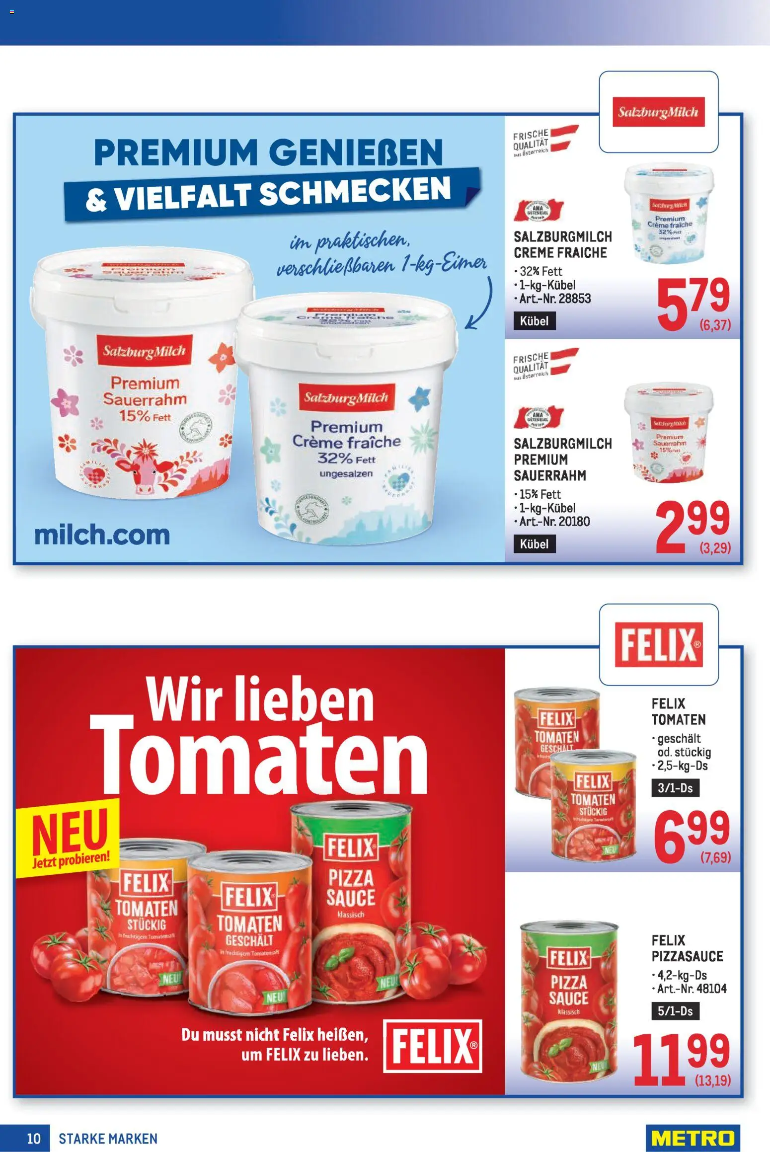 Metro angebote Starke Marken gültig ab 02.04.2026 | Seite: 10 | Produkte: Creme, Pizza, Tomaten, Sauerrahm