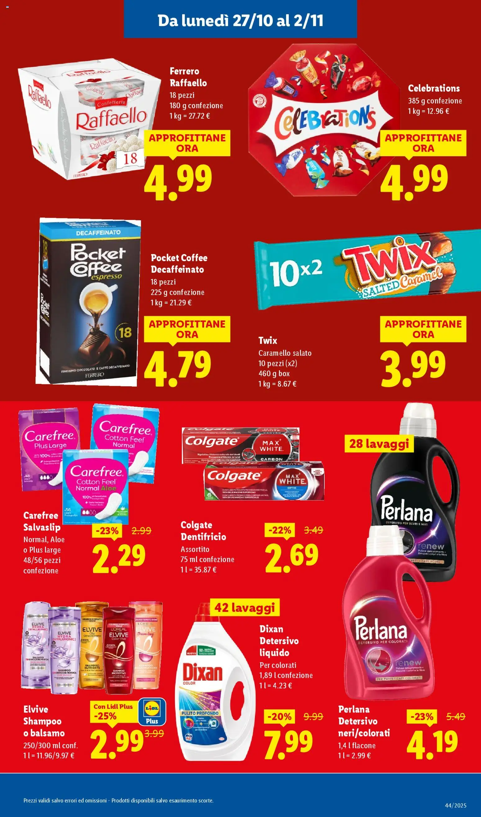 Volantino Lidl del 27.10.2025 | Pagina: 23 | Prodotti: Shampoo, Balsamo, Caffè, Cioccolato