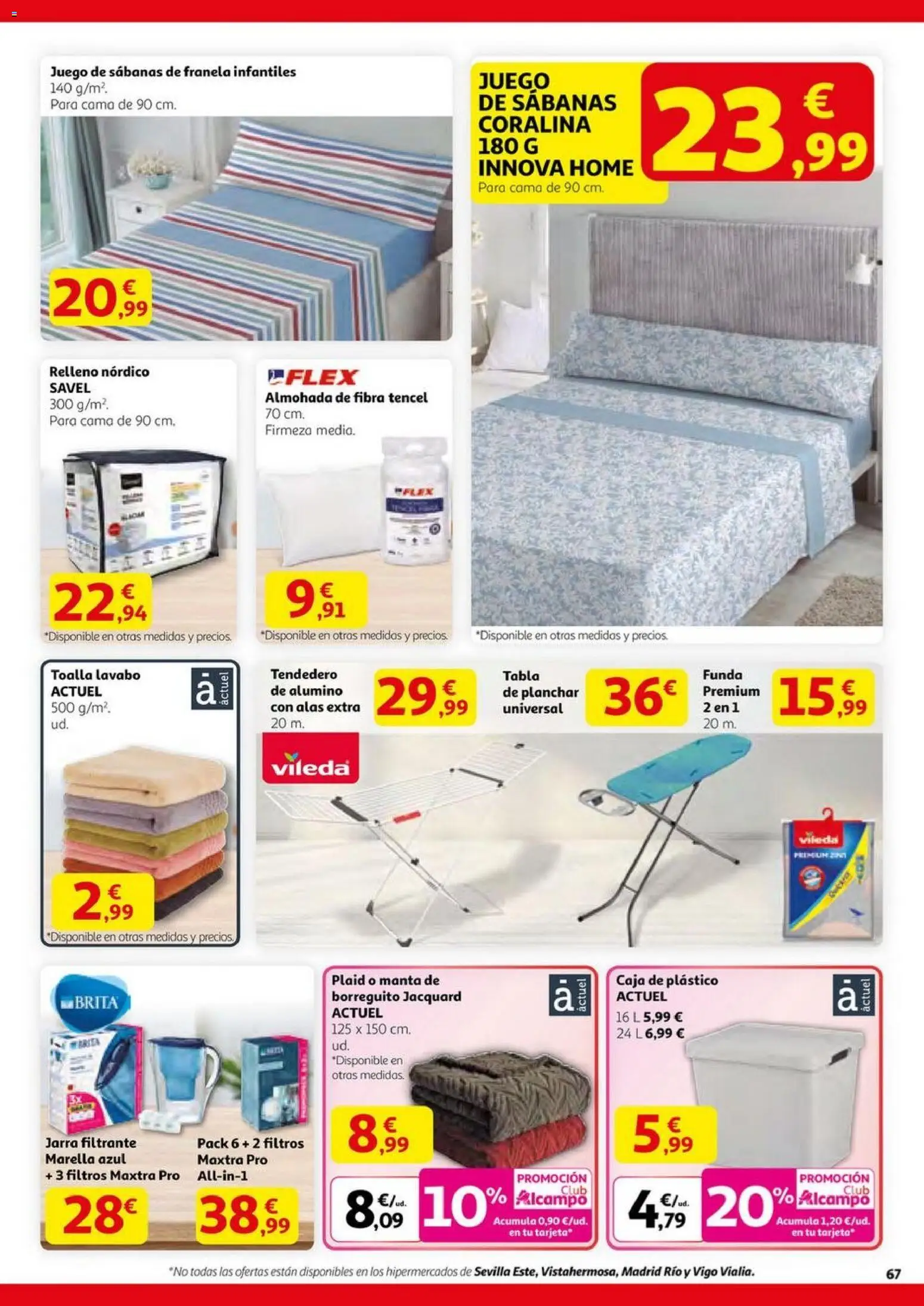 Alcampo - HG Pio XII Unificado  │ válido desde el 23.10.2025 | Página: 67 | Productos: Juego de sábanas, Tendedero, Manta, Almohada