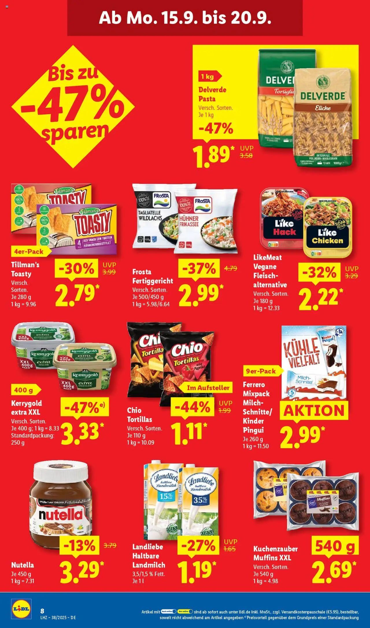 Lidl Prospekt 	 – gültig ab 15.09.2025 | Seite: 16 | Produkte: Milch, Frosta, Pasta, Fleisch
