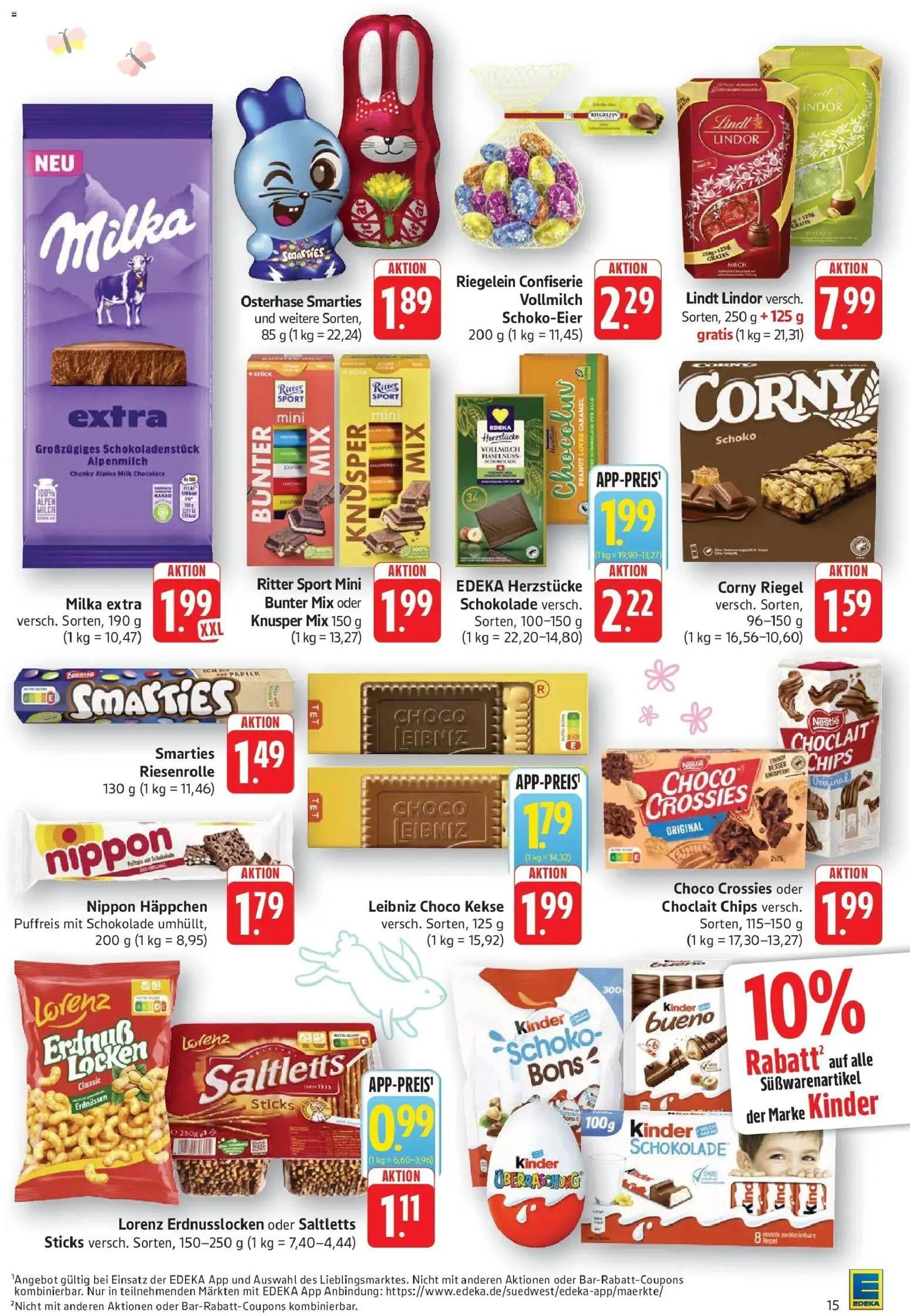 E center Prospekt Filderstadt-Bonlanden	 – gültig ab 23.03.2026 | Seite: 15 | Produkte: Corny riegel, Schokolade, Lindt, Kekse