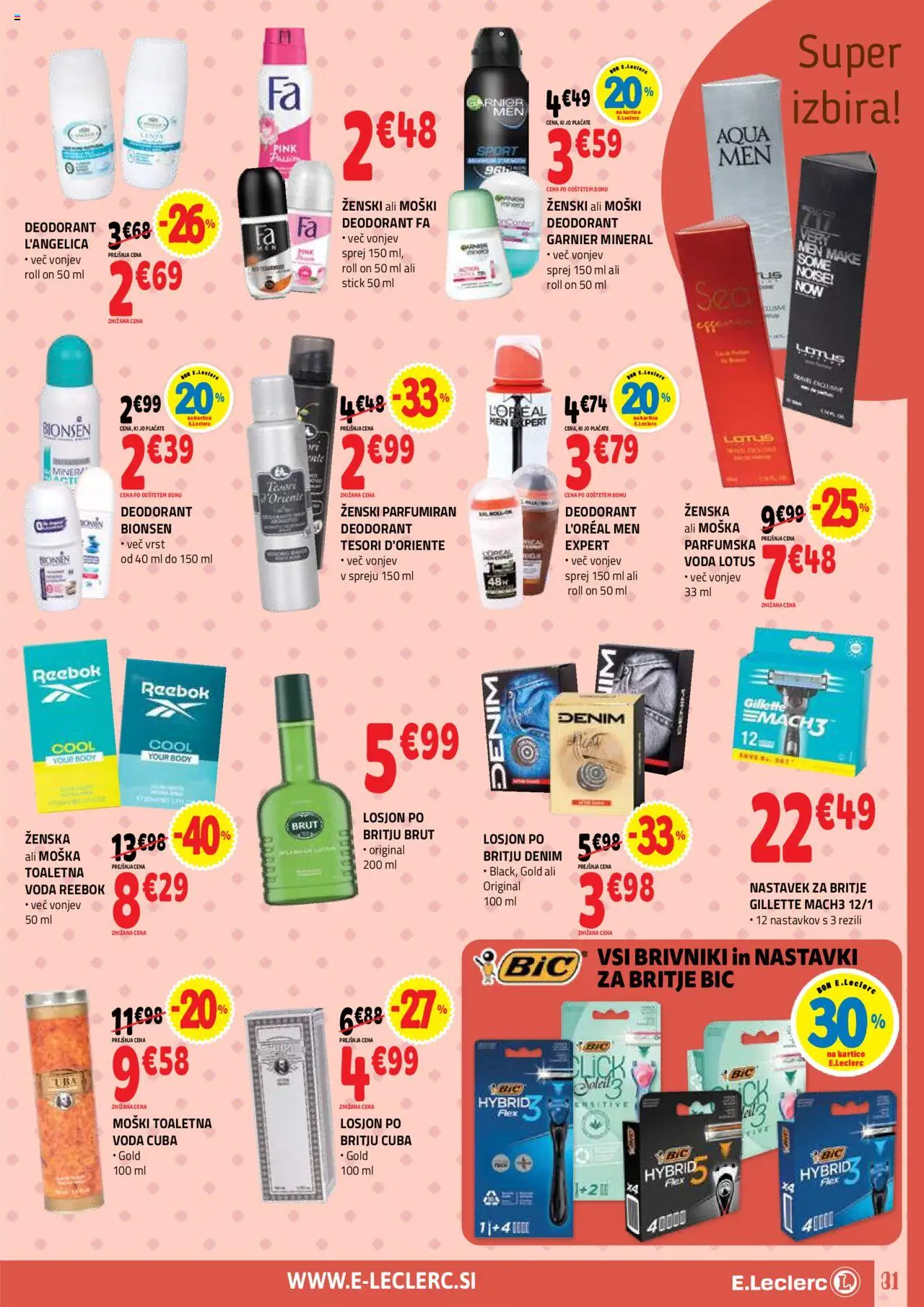 Novi E.leclerc katalog ponudbe – veljaven od 10.09.2025 | Stran: 31 | Izdelki: Deodorant, Voda
