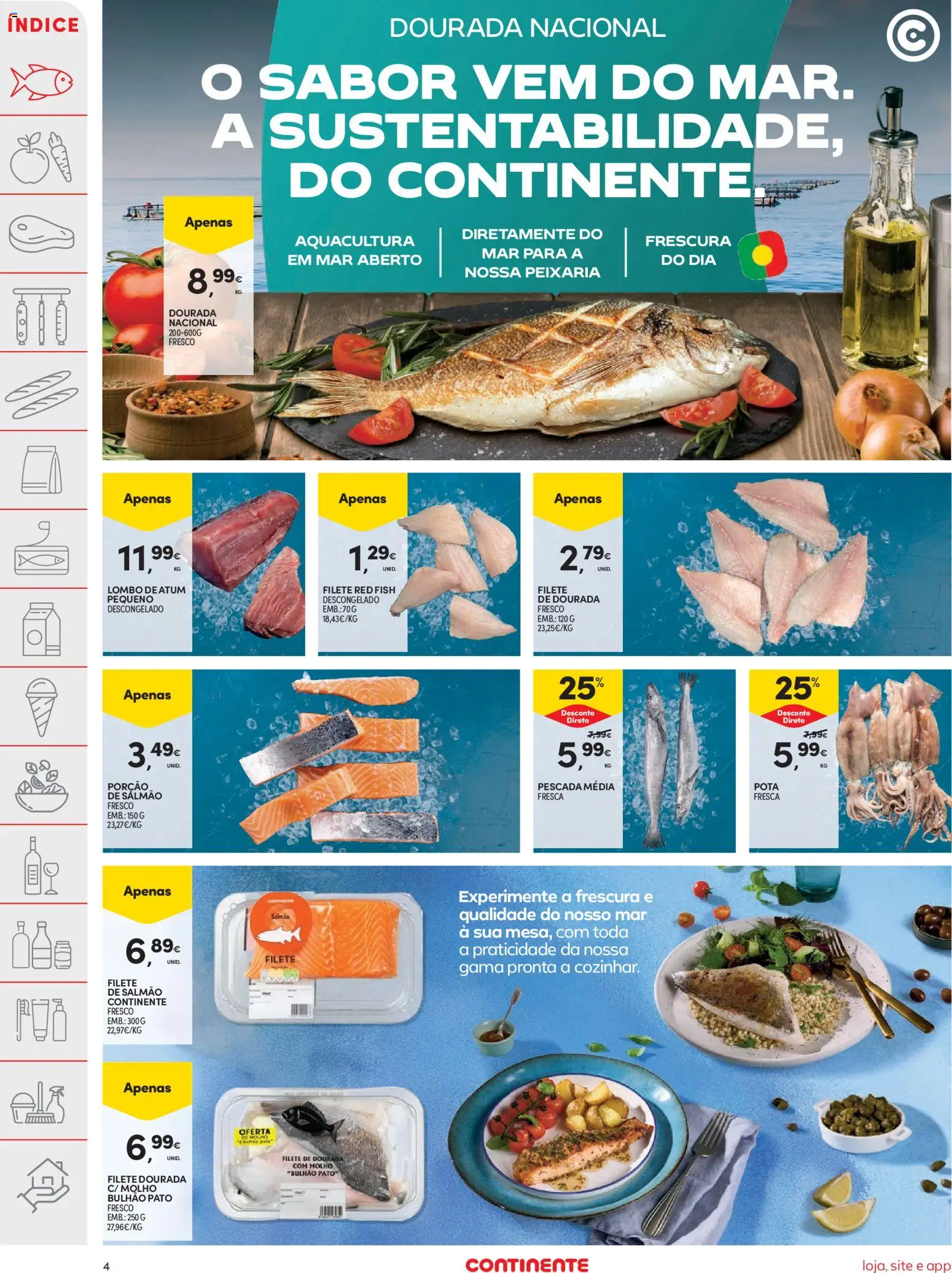 Continente folheto │ válido de 20.01.2026 | Página: 4 | Produtos: Dourada, Atum, Salmão, Lombo