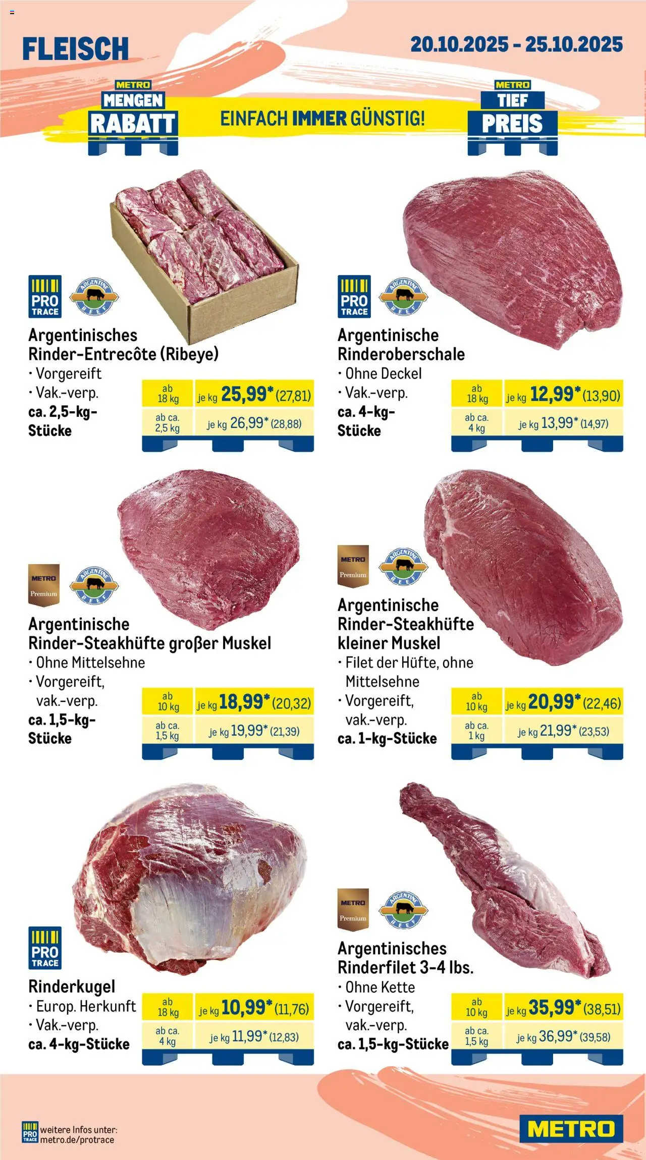 Metro  Wochen-Angebote Gastro – gültig ab 20.10.2025 | Seite: 2 | Produkte: Rinderfilet, Fleisch