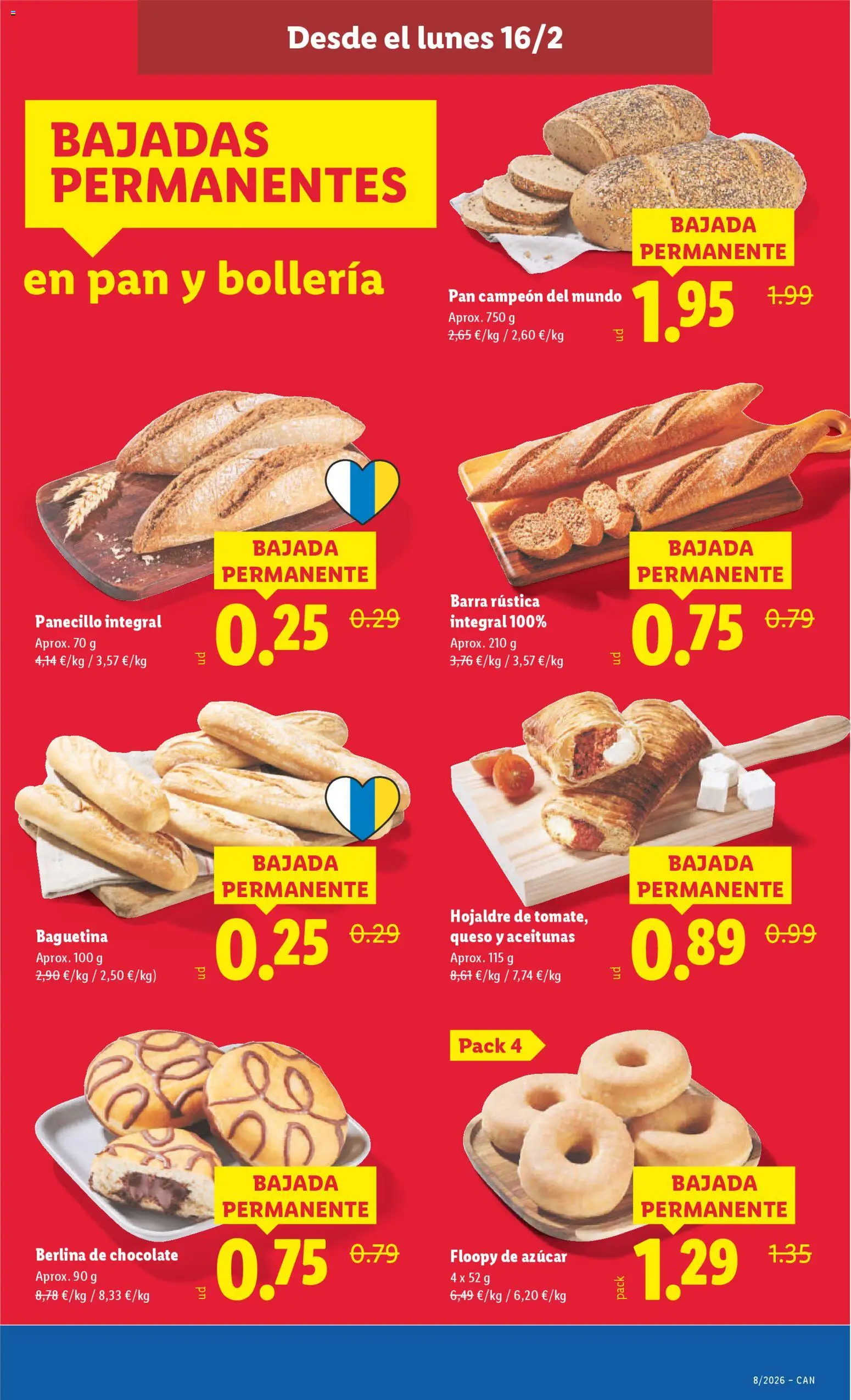 Lidl - Canarias  │ válido desde el 16.02.2026 | Página: 4 | Productos: Queso, Pan, Chocolate