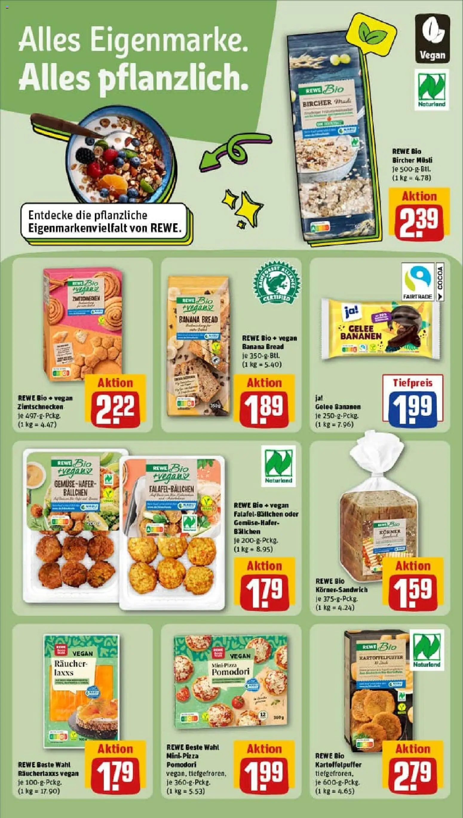 Rewe prospekt Frankfurt / Ostend	 – gültig ab 26.10.2025 | Seite: 18 | Produkte: Musli, Bananen, Pizza