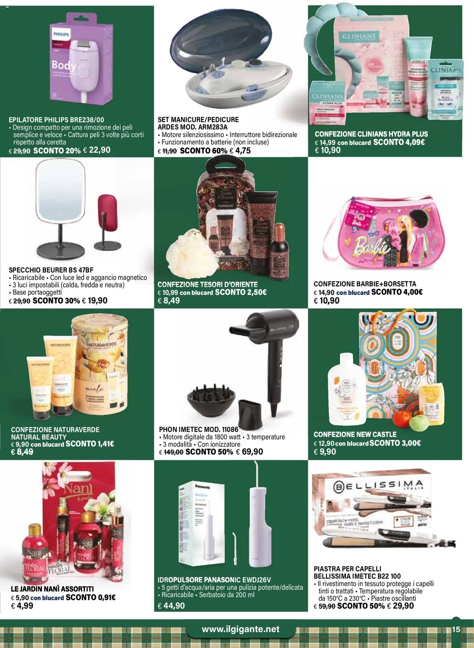 Volantino Il Gigante del 24.11.2025 | Pagina: 15 | Prodotti: Epilatore, Piastra per capelli, Specchio, Batterie