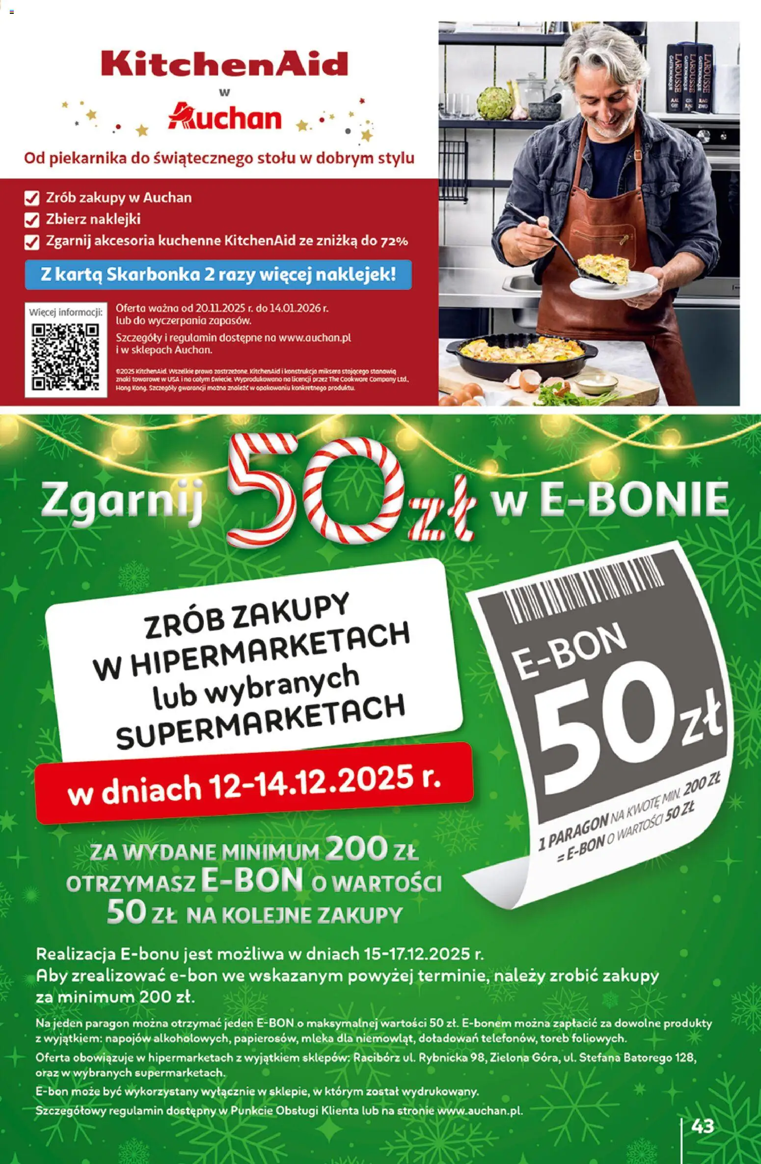 Auchan Gazetka - Święta jak babcię kocham Hipermarket od 11.12.2025 | Strona: 43 | Produkty: Karta, Mleka, Naklejki