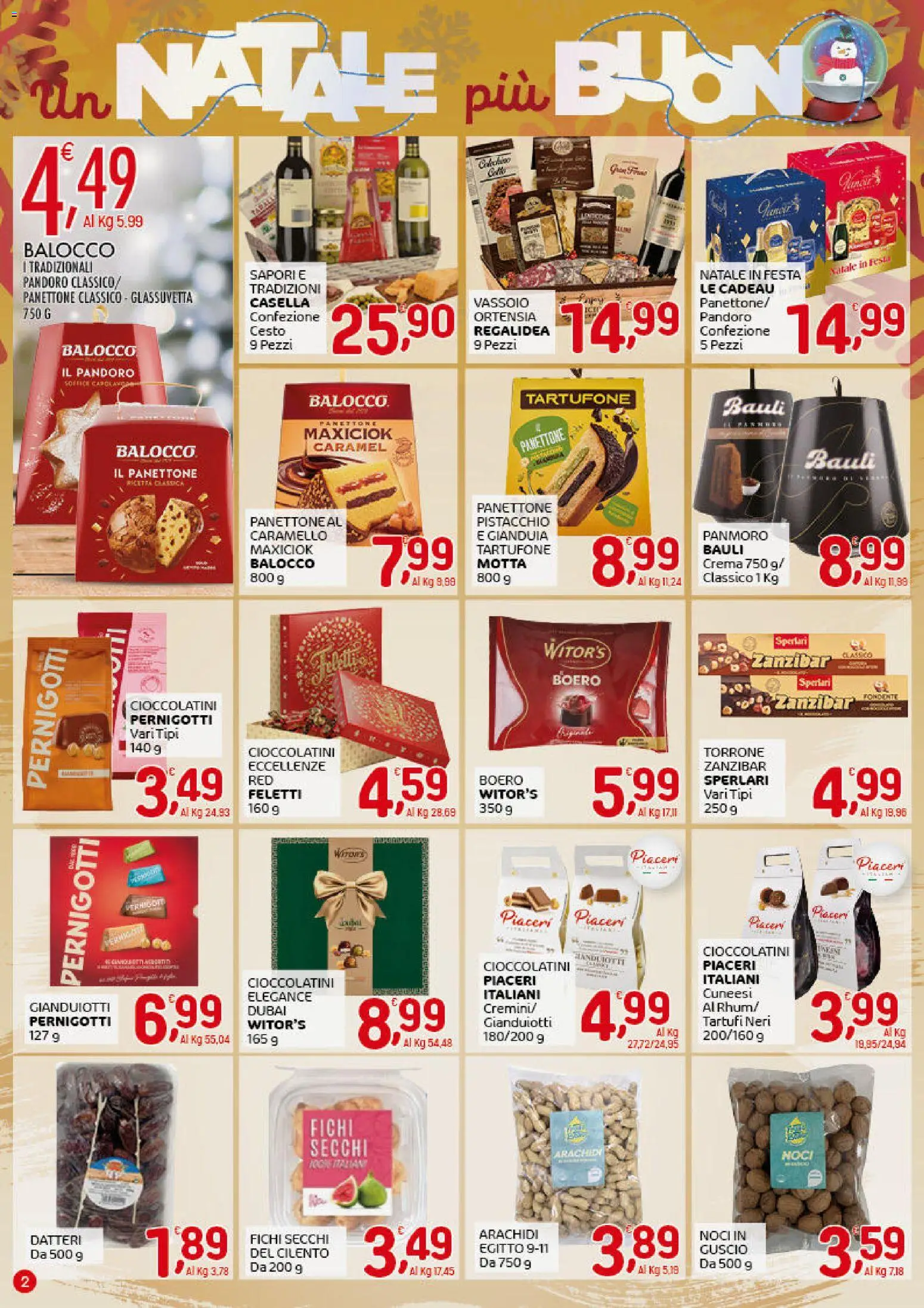 Volantino CRAI del 04.12.2025 | Pagina: 2 | Prodotti: Pandoro, Panettone, Cioccolatini, Vassoio