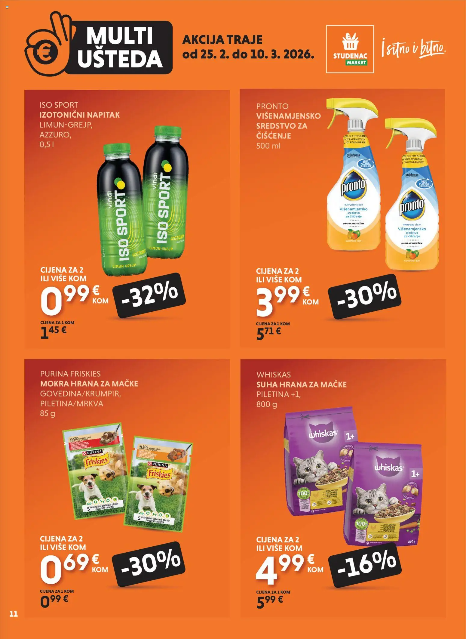 Studenac katalog | vrijedi od 25.02.2026 | Stranica: 11 | Proizvodi: Whiskas, Hrana za mačke