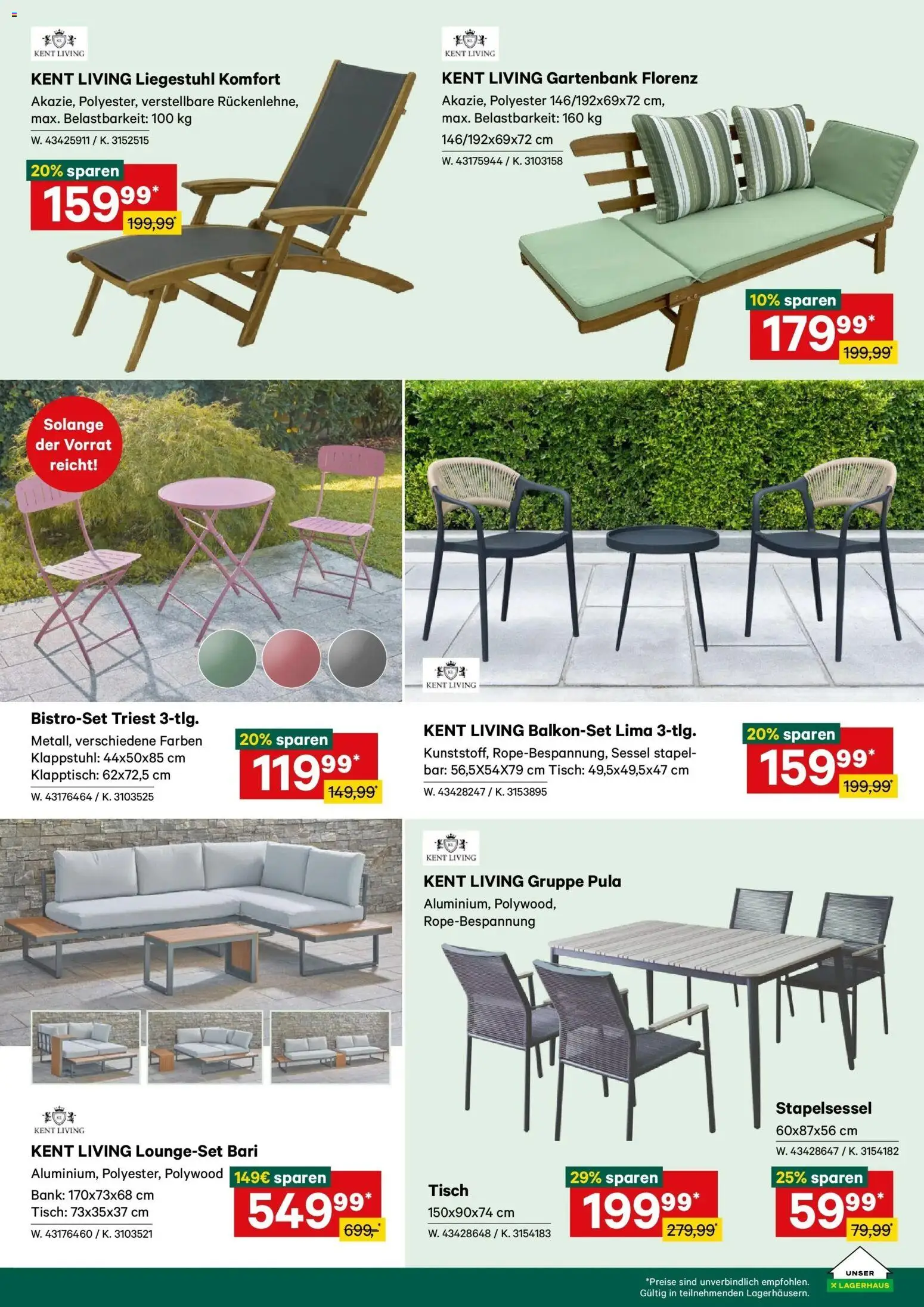 Lagerhaus Wochen Angebote gültig ab 01.03.2026 | Seite: 9 | Produkte: Sessel, Liegestuhl, Tisch