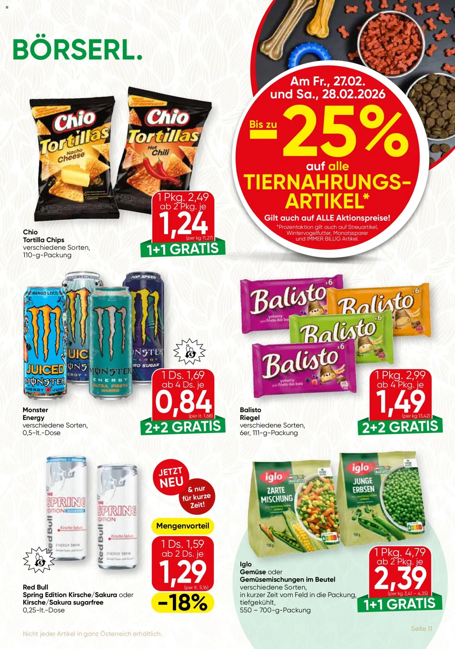 SPAR Gourmet Flugblatt gültig ab 26.02.2026 | Seite: 11 | Produkte: Chips, Gemüse, Chili, Erbsen