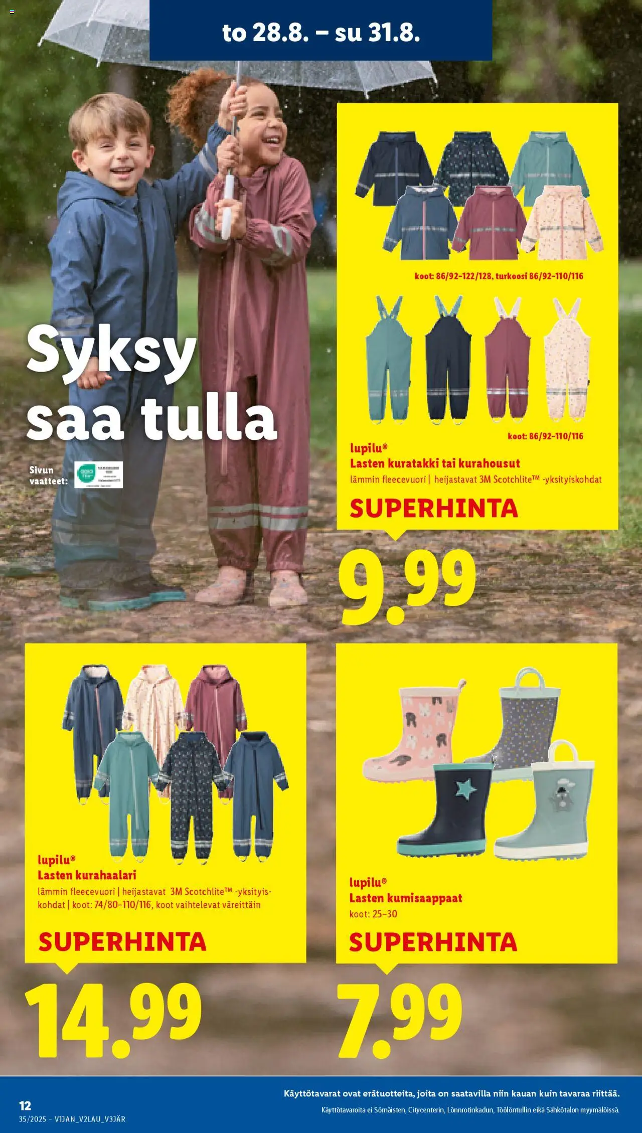  | Sivu: 12 | Tuotteet: Vaatteet, Kumisaappaat