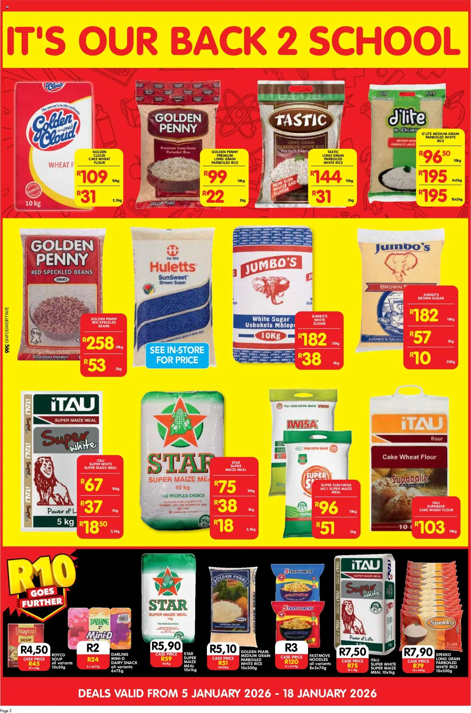 New Shoprite catalogue – valid from 05.01.2026 | Page: 2 | Products: Beans, Rice, Noodles, Soup