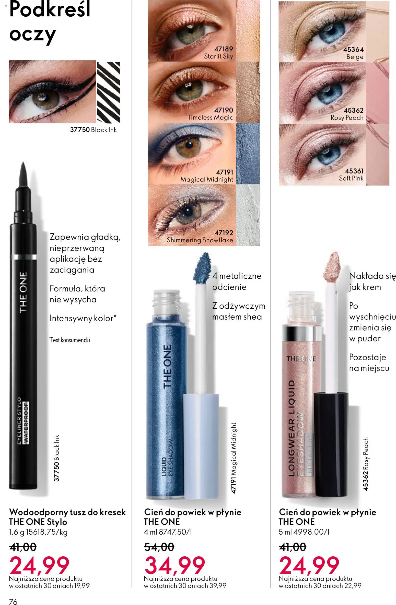 Oriflame Katalog 4 2026 od 04.03.2026 | Strona: 76 | Produkty: Puder, Eyeliner, Krem