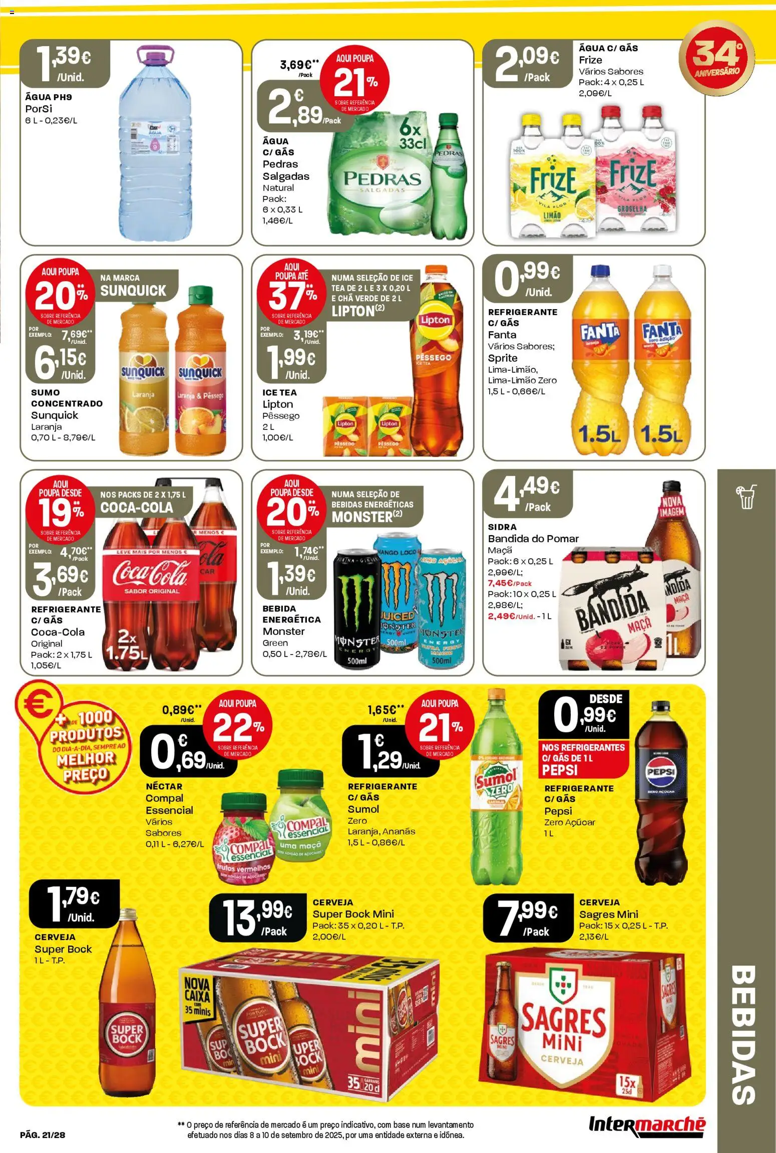 Intermarché Folheto Contact │ válido de 23.10.2025 | Página: 21 | Produtos: Super bock, Base, Chá, Açúcar
