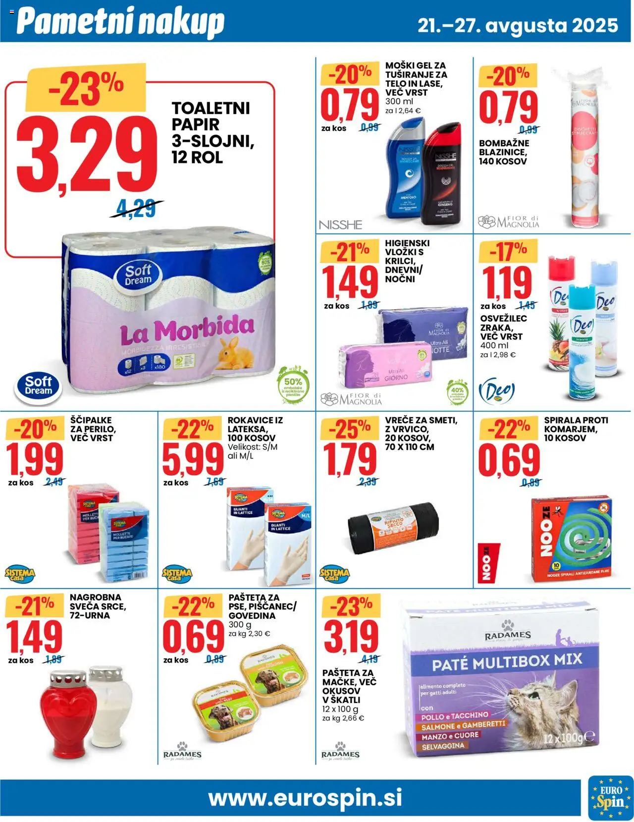 Eurospin katalog │ velja od 21.08.2025 | Stran: 11 | Izdelki: Toaletni papir, Sveča, Pašteta, Kos