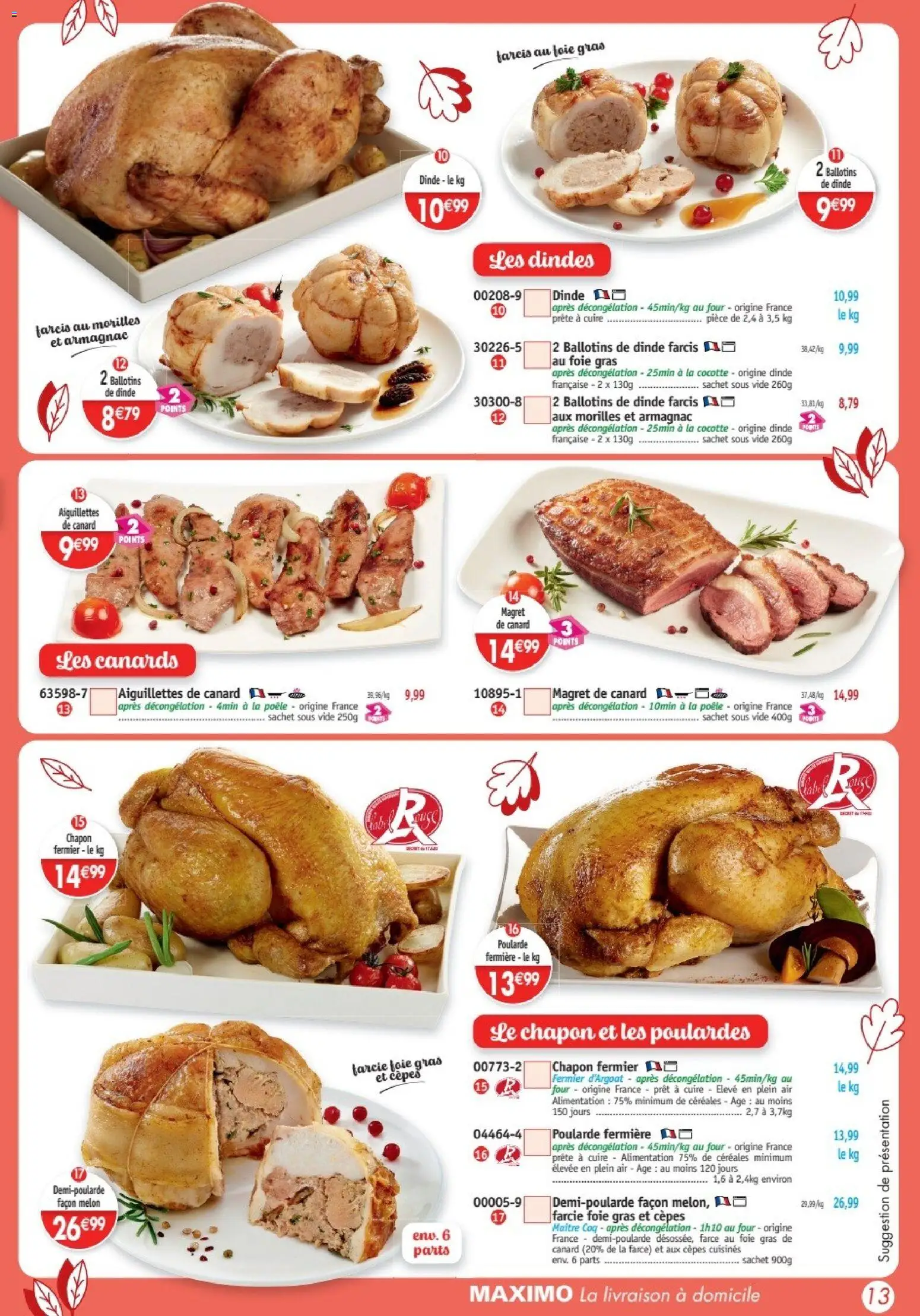 {H1} | Page: 13 | Produits: Magret de canard, Melon, Chapon, Poêle