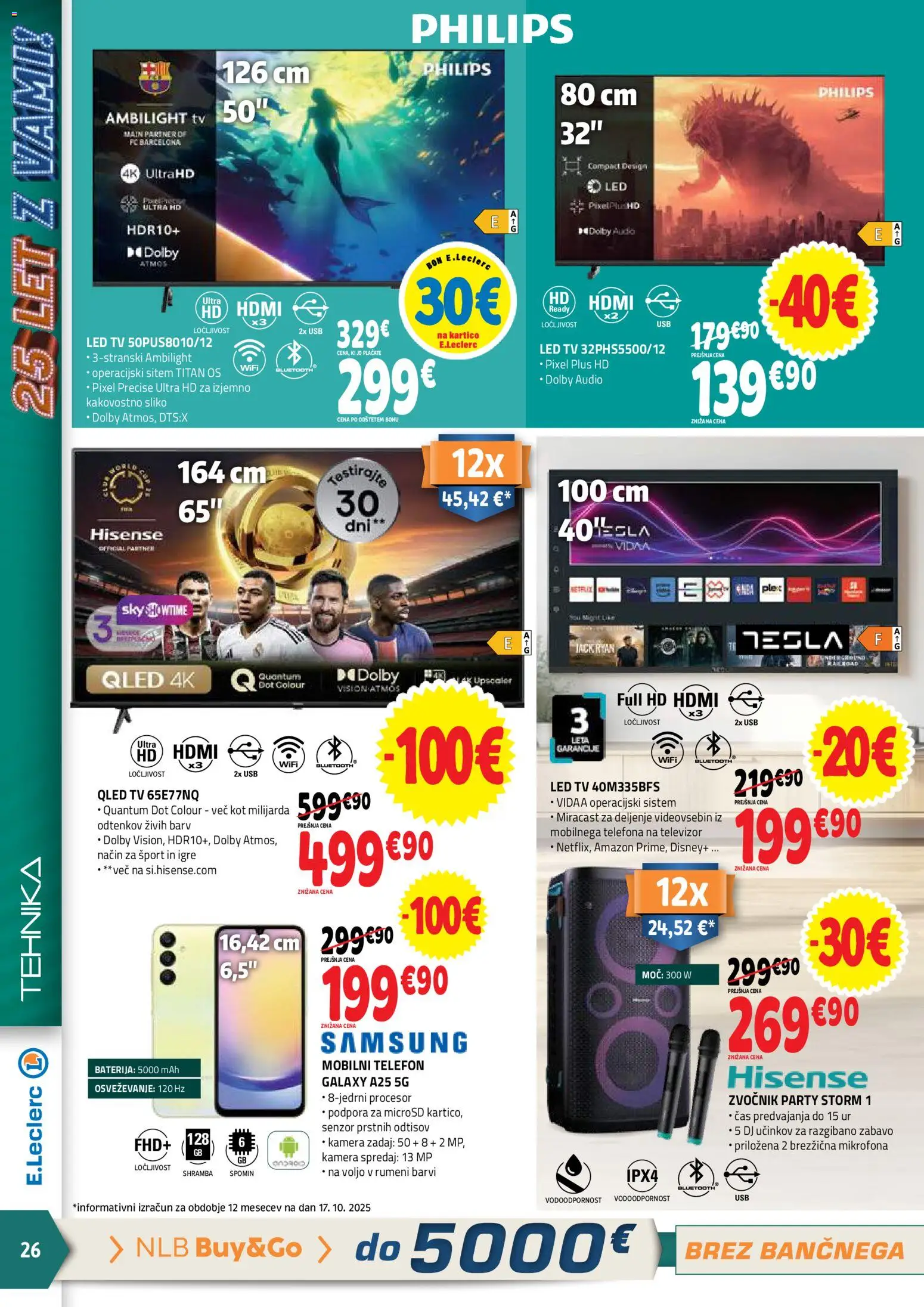 Novi E.leclerc katalog ponudbe – veljaven od 29.10.2025 | Stran: 26 | Izdelki: Baterija, Tv, Audio, Kamera