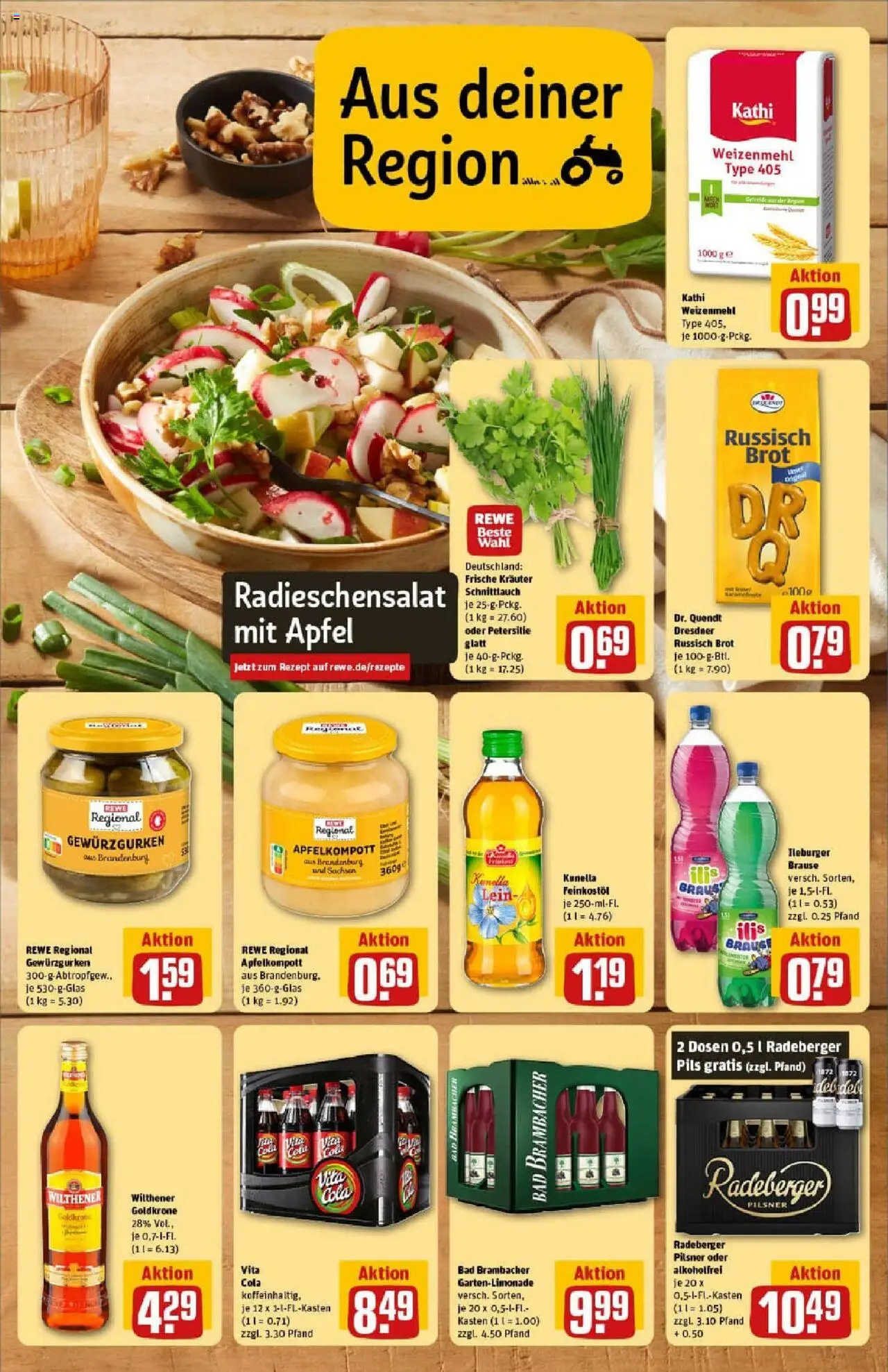 Rewe prospekt Schwerin	 - gültig ab dem 13.07.2025 | Seite: 5 | Produkte: Pils, Äpfel, Brot, Radeberger pilsner