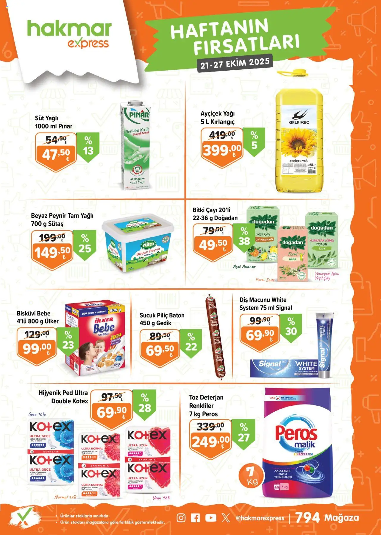 Hakmar Express Katalog - 21.10.2025 tarihinden itibaren geçerlidir | Sayfa: 1 | Ürünler: Süt, Deterjan, Piliç, Kumina