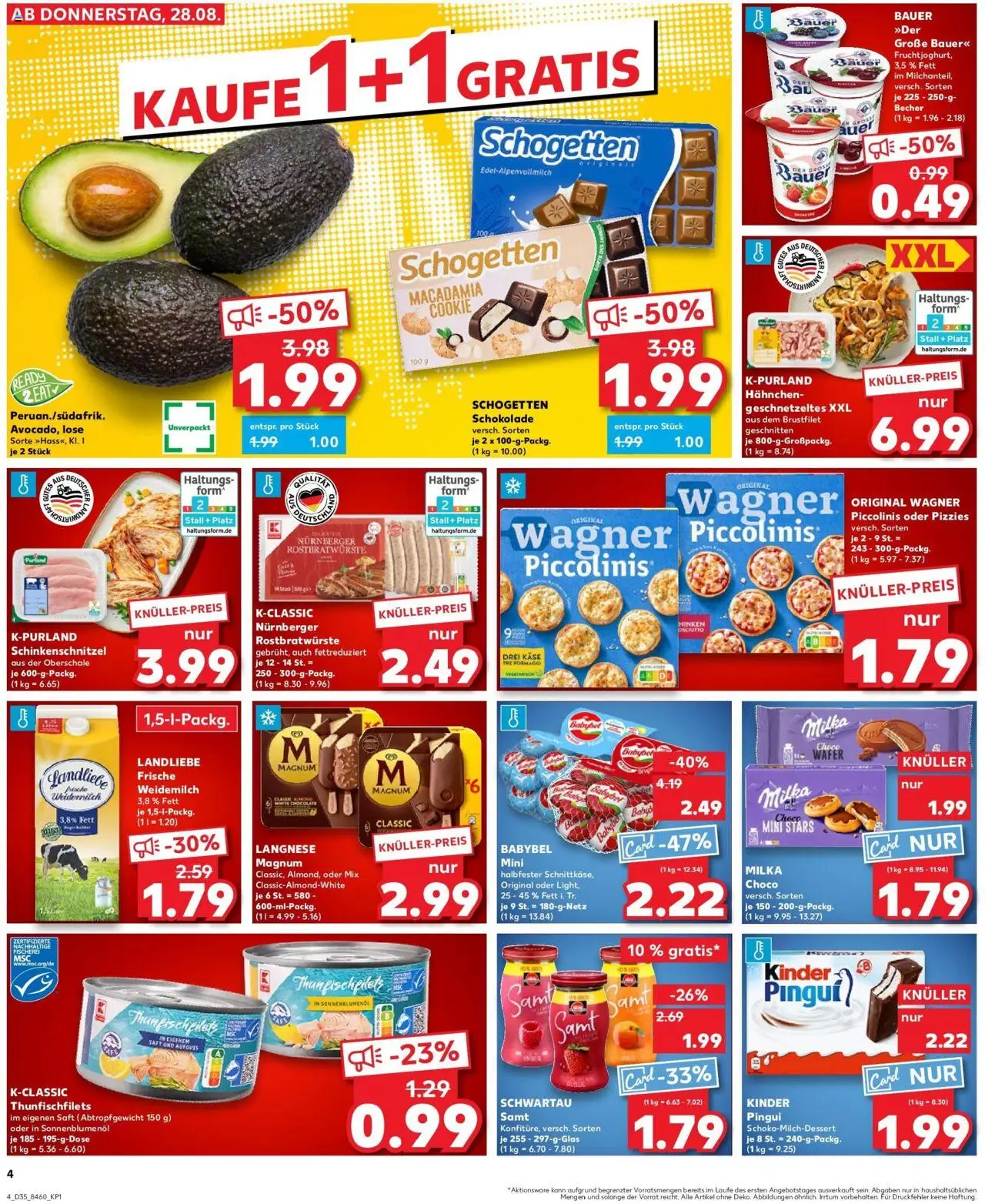 Kaufland prospekt Geislingen An Der Steige	 – gültig ab 28.08.2025 | Seite: 4 | Produkte: Langnese, Schwartau samt, Babybel, Pizza