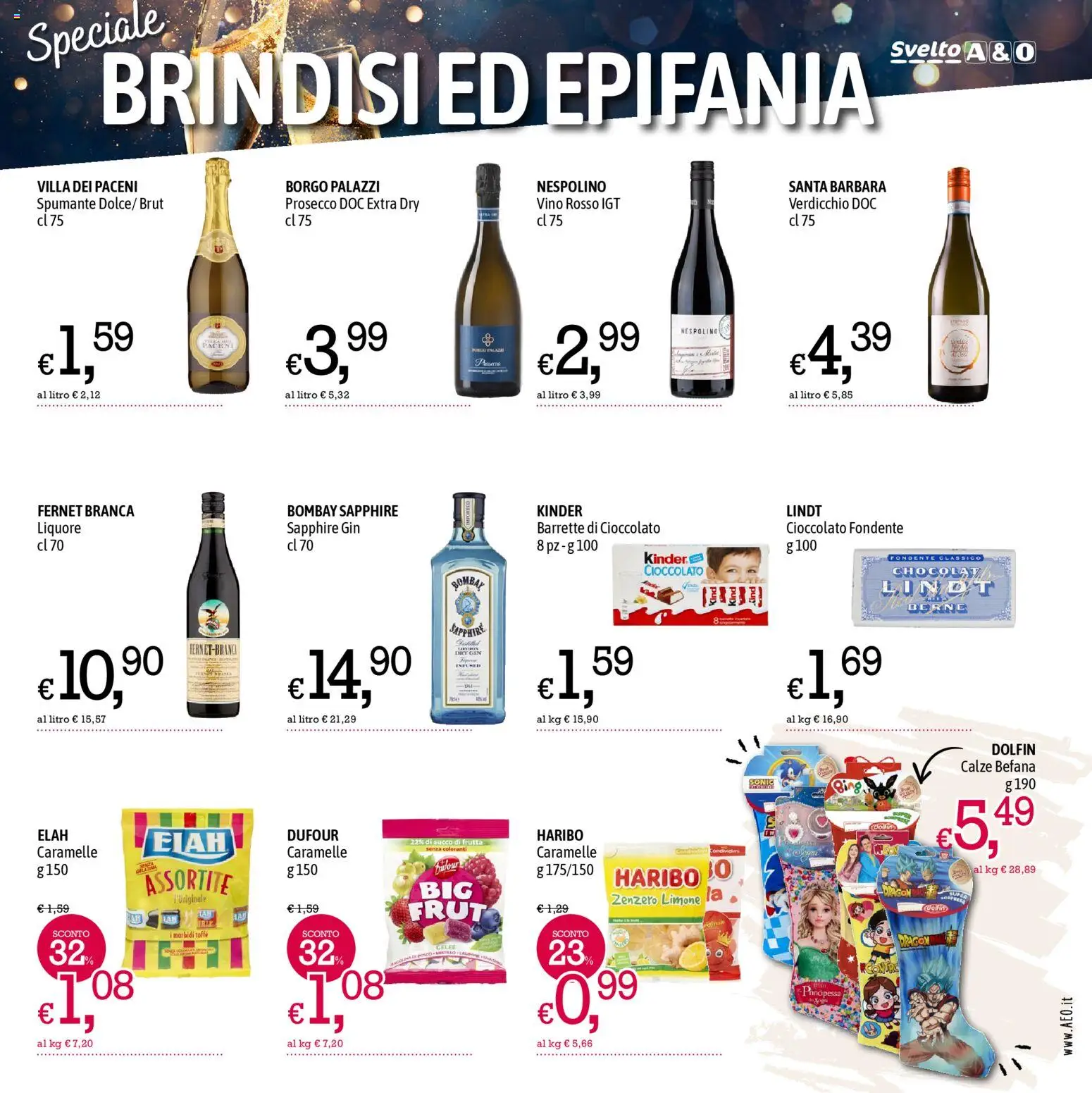 Volantino A&O del 28.12.2025 | Pagina: 5 | Prodotti: Succo, Gin, Prosecco, Succo di frutta
