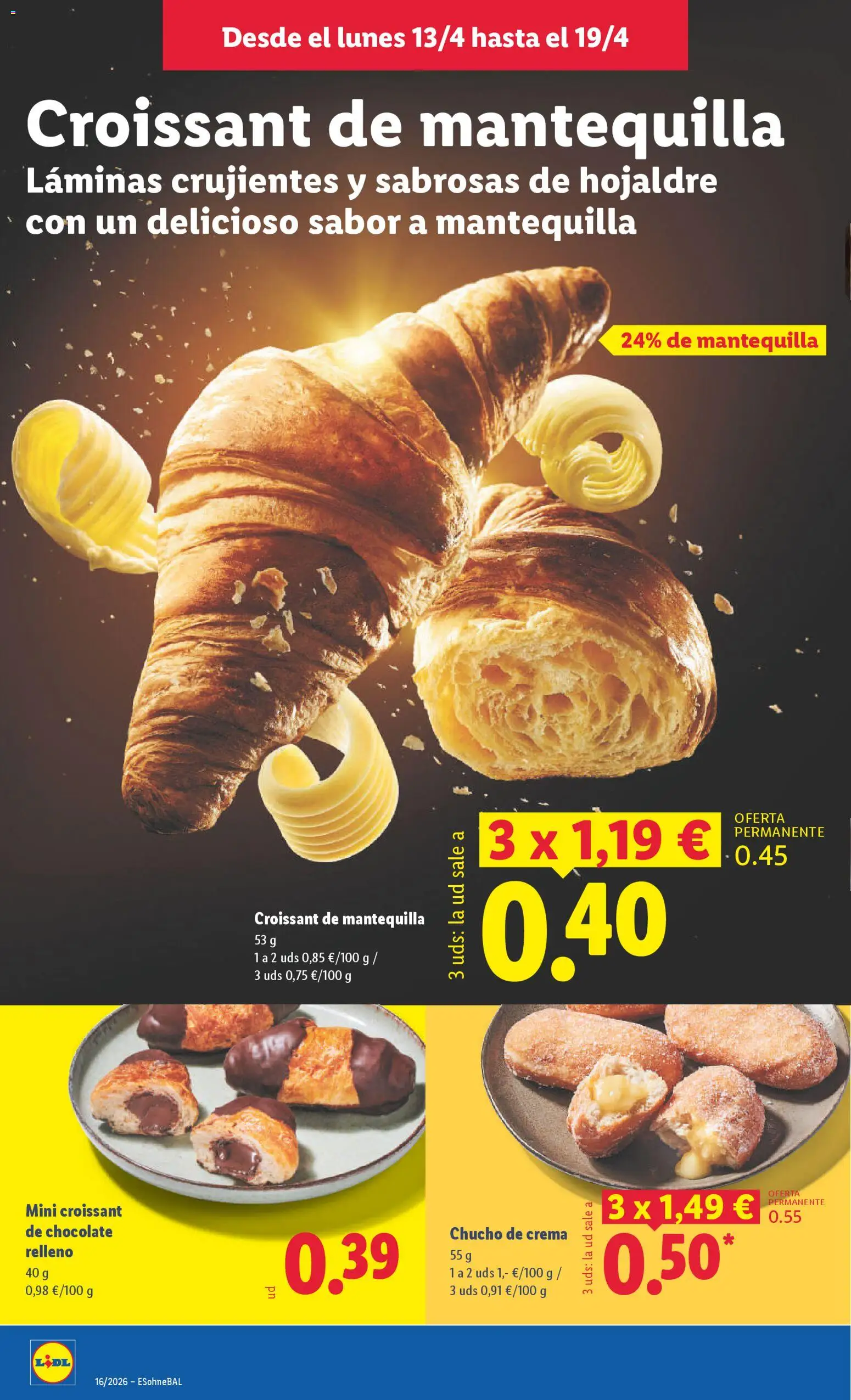 Lidl folleto │ válido desde el 13.04.2026 | Página: 4 | Productos: Chocolate, Croissant, Crema, Συσκευή ροής