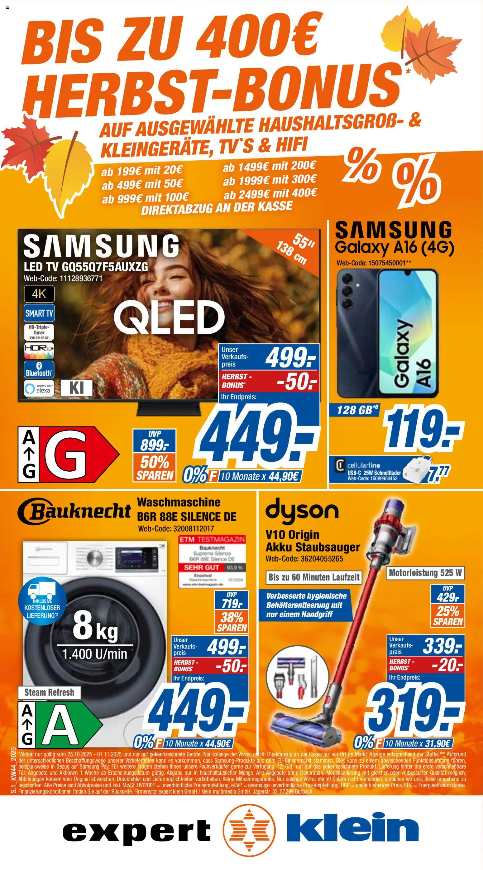 Expert Prospekt 	 – gültig ab 25.10.2025 | Seite: 1 | Produkte: Hifi, Staubsauger, Waschmaschine, Samsung